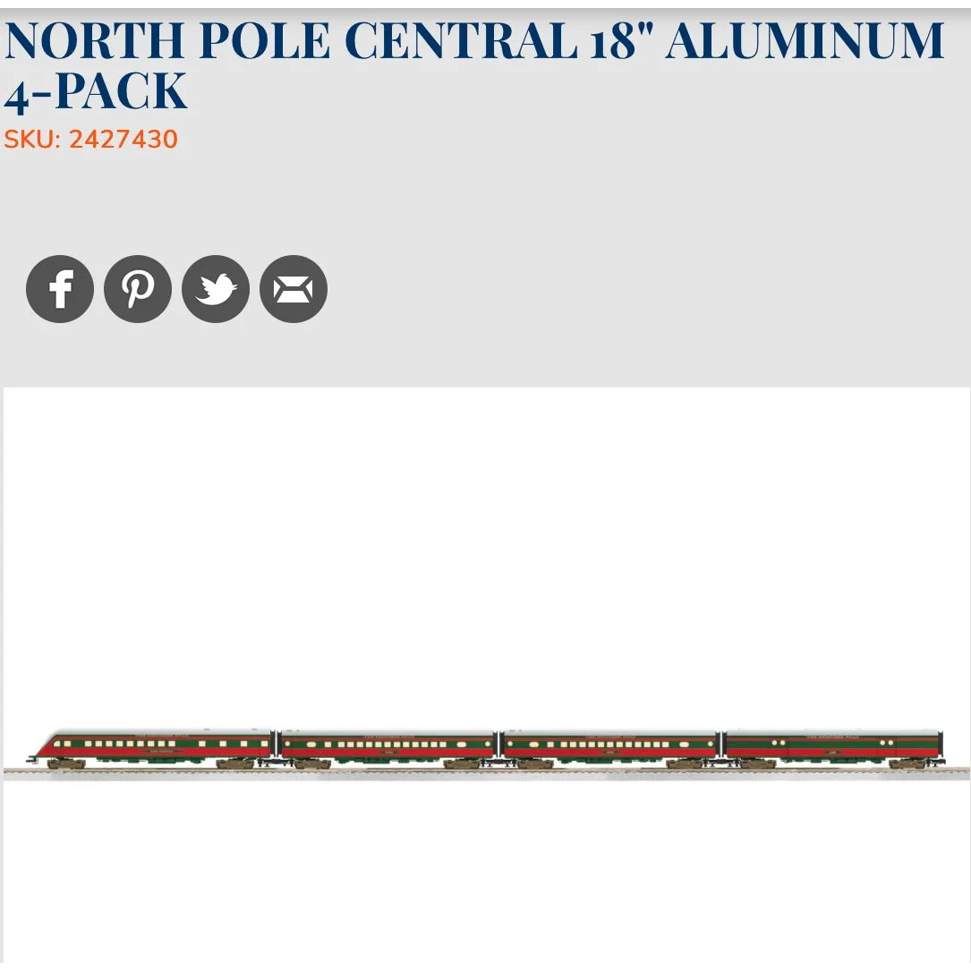 Lionel 2427430 & 2427440 North Pole Central 4 and 3 Pack Aluminum Passenger Cars — photo 2