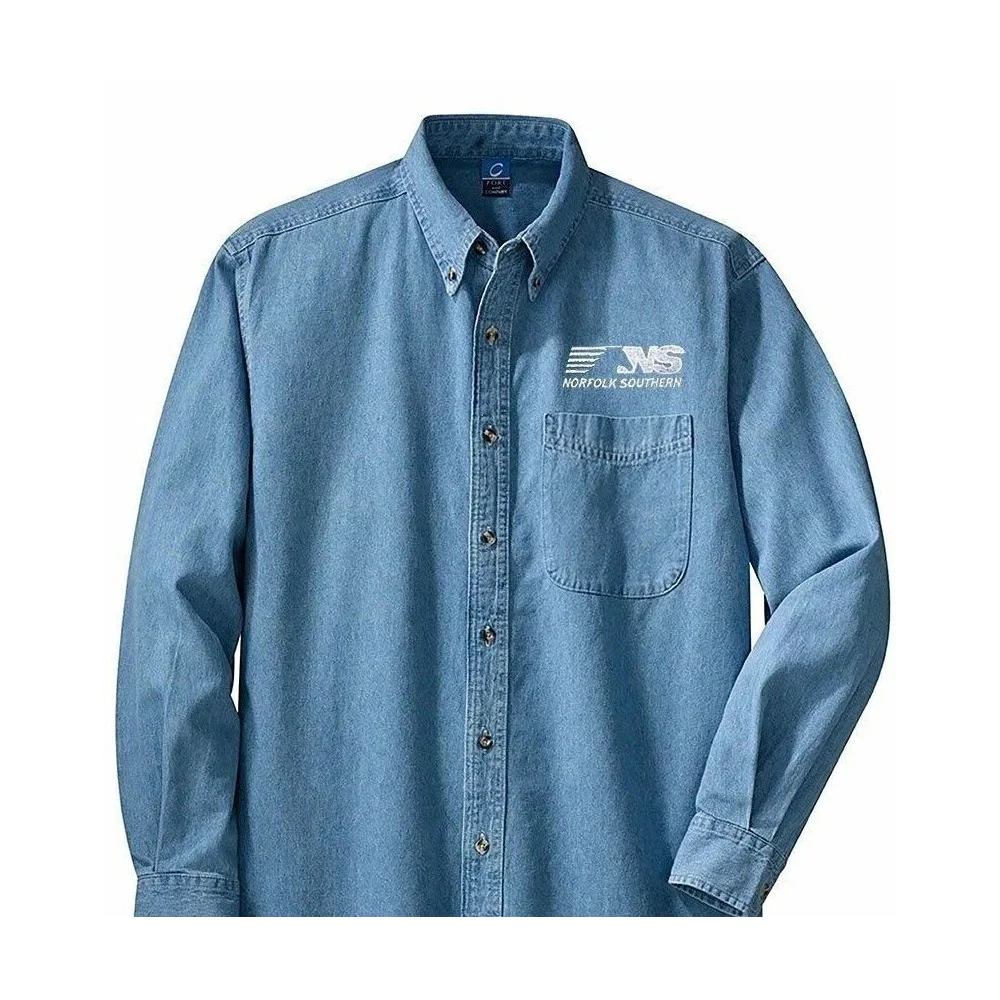 NS Denim shirts with front logo L.S. or S.S. Dark Denim or Light Denim