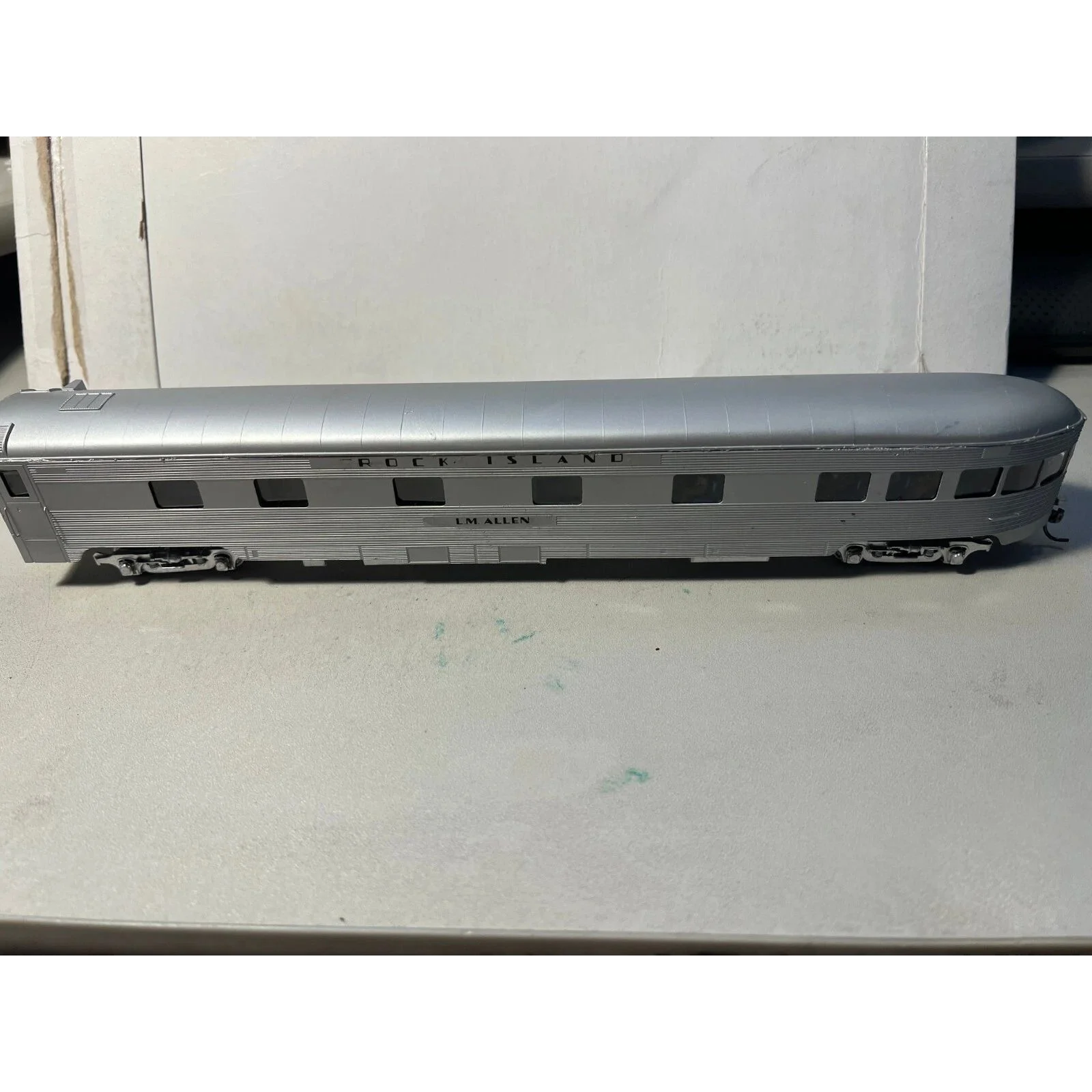 BRASS ROCK ISLAND OBSERVATION CAR L.M. ALLEN CUSTOM DETAILED