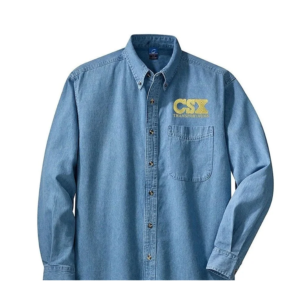 CSX Denim shirts with front logo L.S. or S.S. Dark Denim or Light Denim