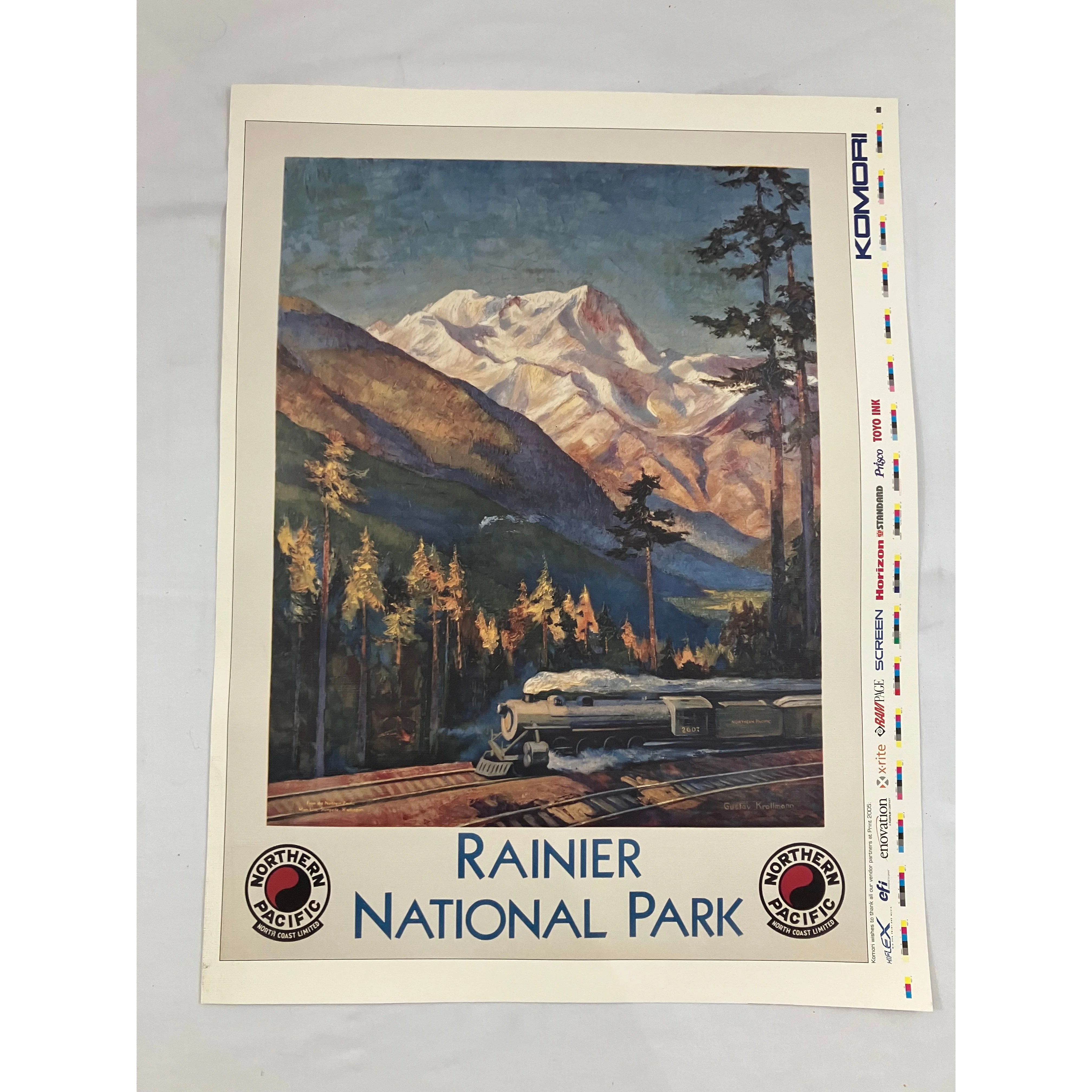 Poster of Great Northern steam locomotive near Mt. Rainier National Park 17” by 23”