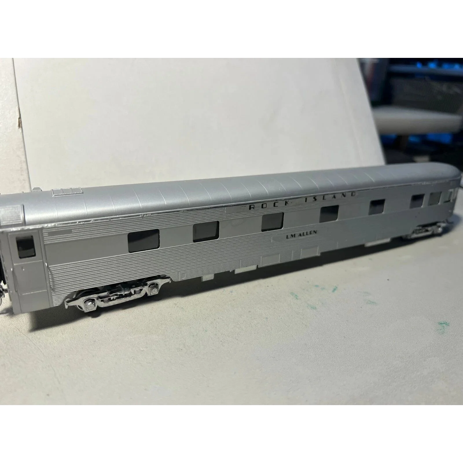 BRASS ROCK ISLAND OBSERVATION CAR L.M. ALLEN CUSTOM DETAILED — photo 2