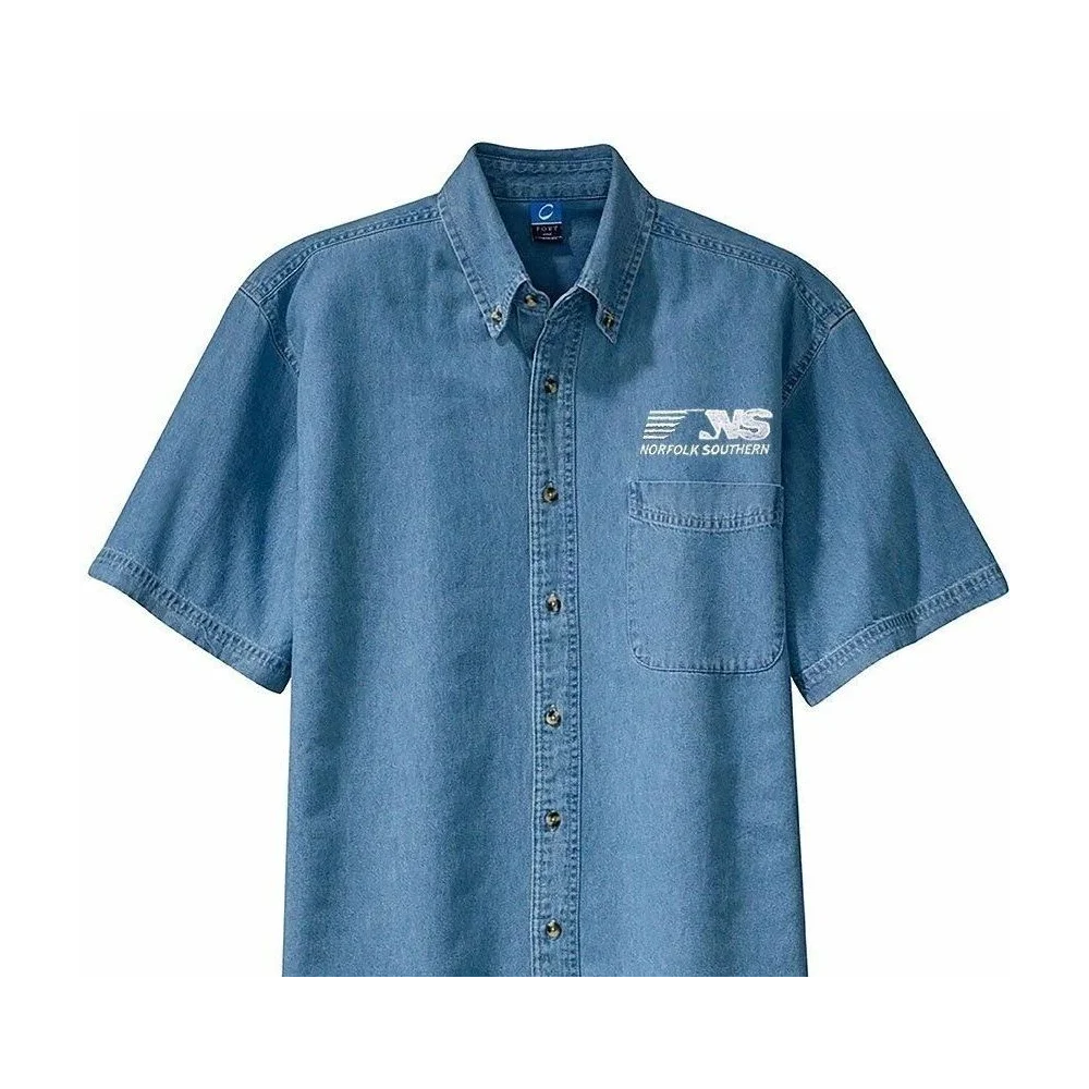 NS Denim shirts with front logo L.S. or S.S. Dark Denim or Light Denim — photo 2