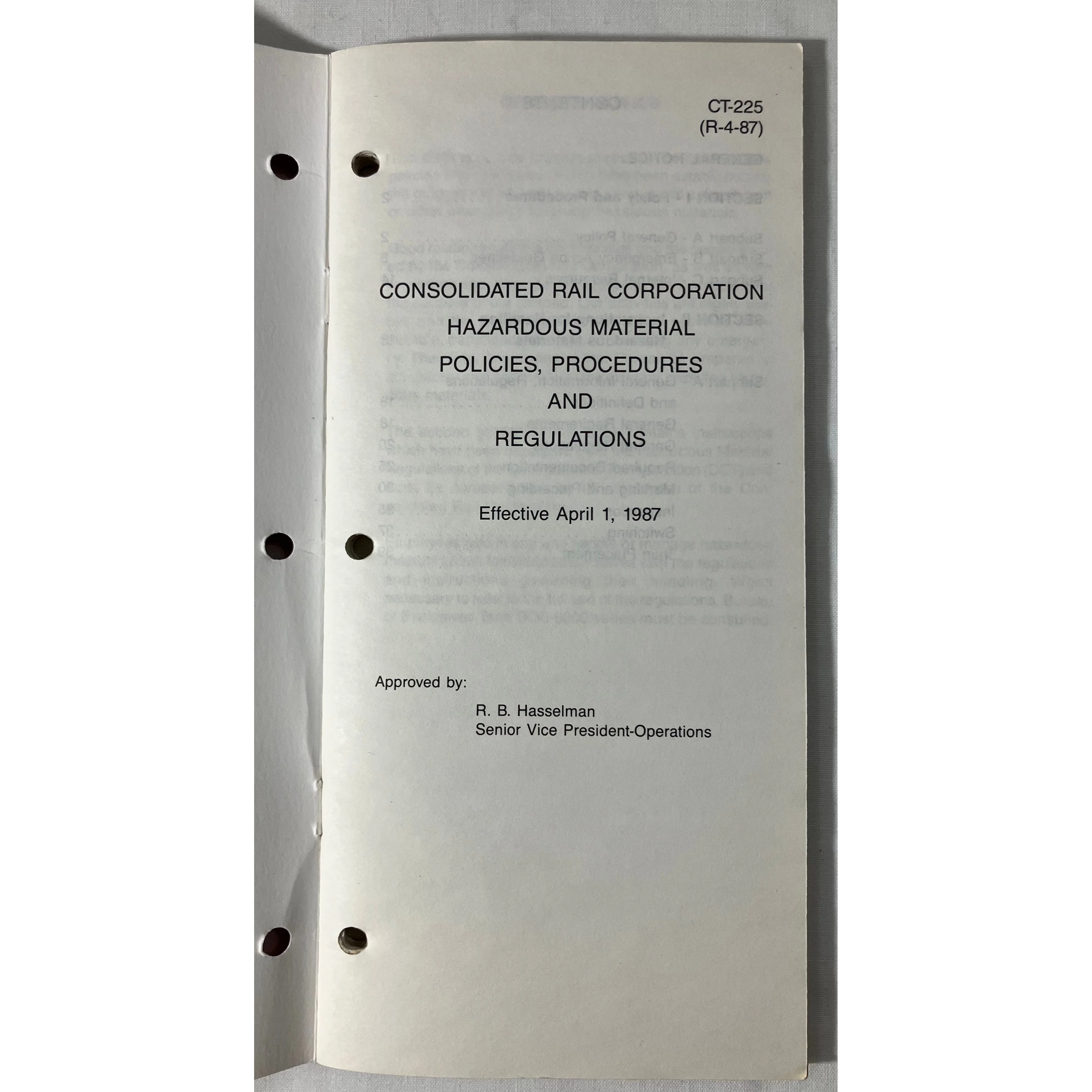 Conrail Hazardous Material Policies, Procedures and Regulations 4/1/1987 — photo 2