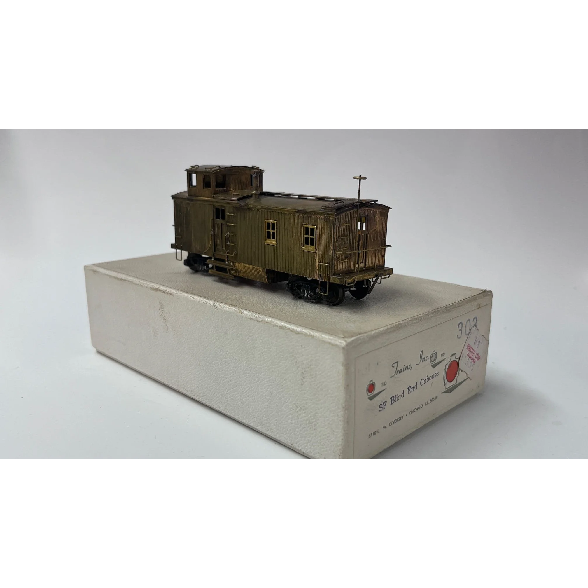 Trains Inc HO Scale Brass Santa Fe "Blind End" Wood Caboose, Unpainted