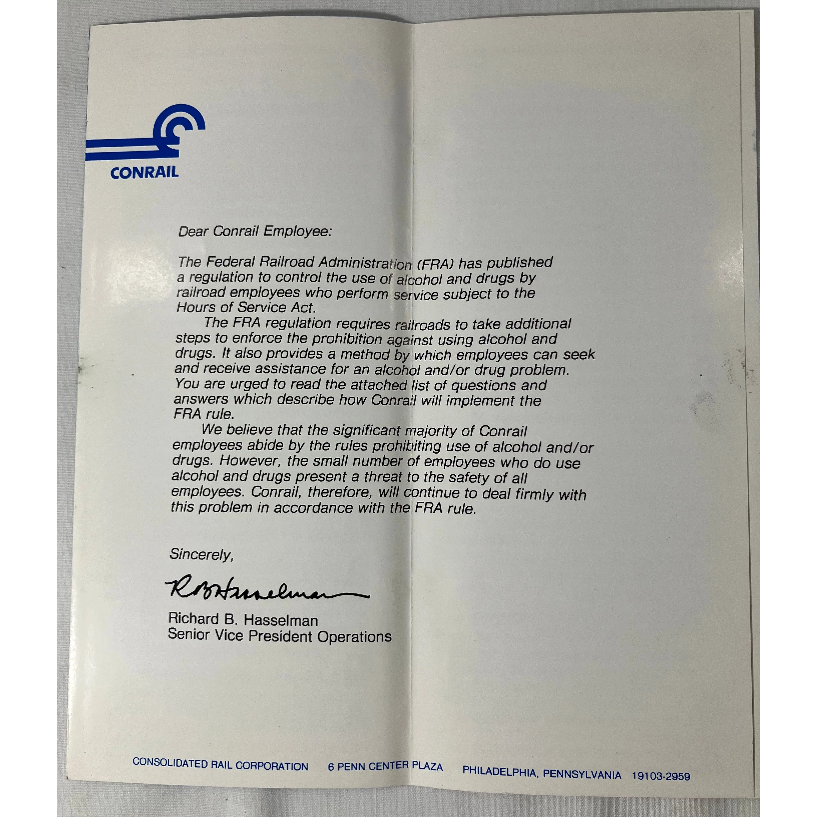 Conrail Q & A New Federal Rule on Alcohol and Drug Use eff. 2/10/1986 — photo 2