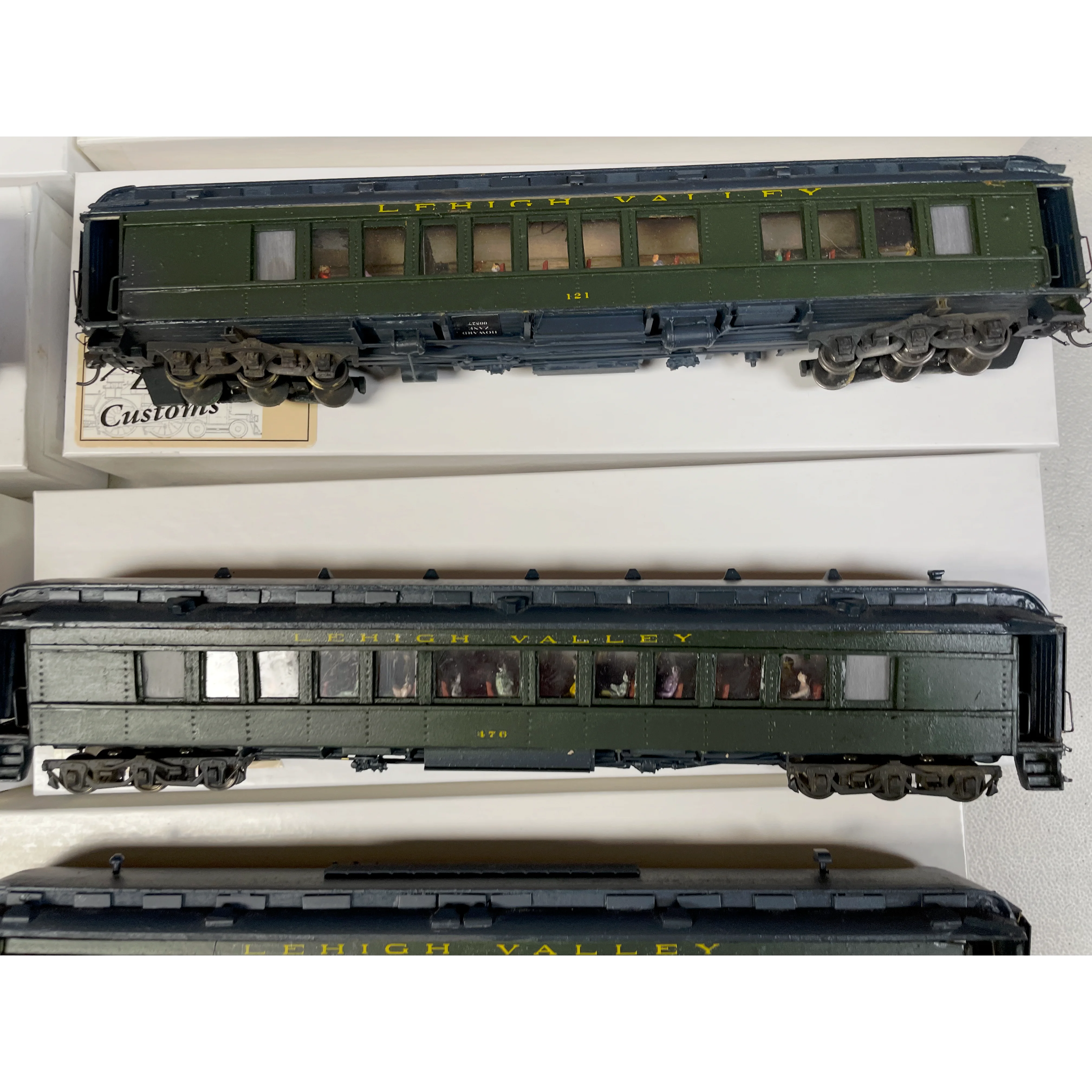 HO 1/87 8-Car Lehigh Valley Heavyweight Custom Wood Built Passenger set Full Interior — photo 5