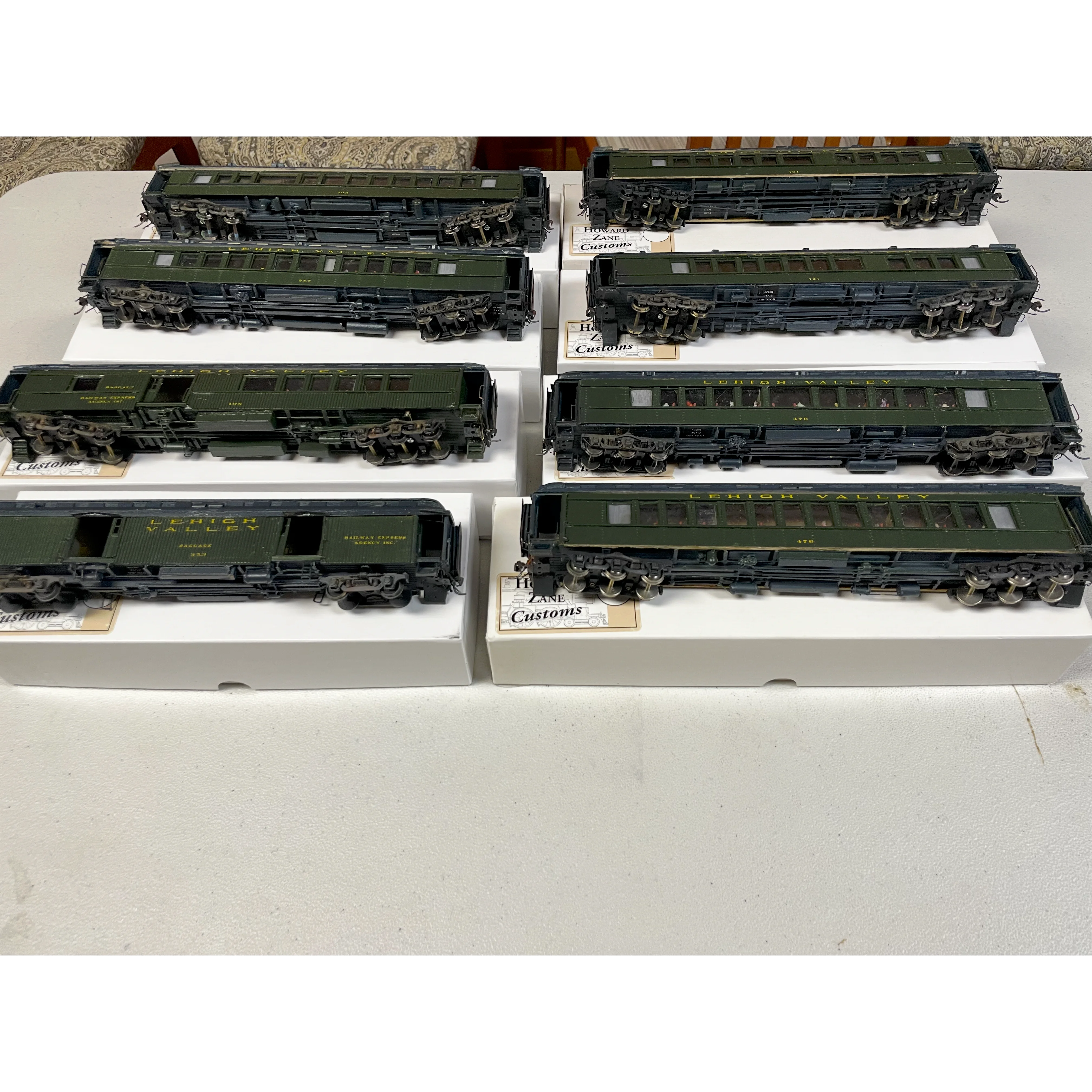 HO 1/87 8-Car Lehigh Valley Heavyweight Custom Wood Built Passenger set Full Interior — photo 4