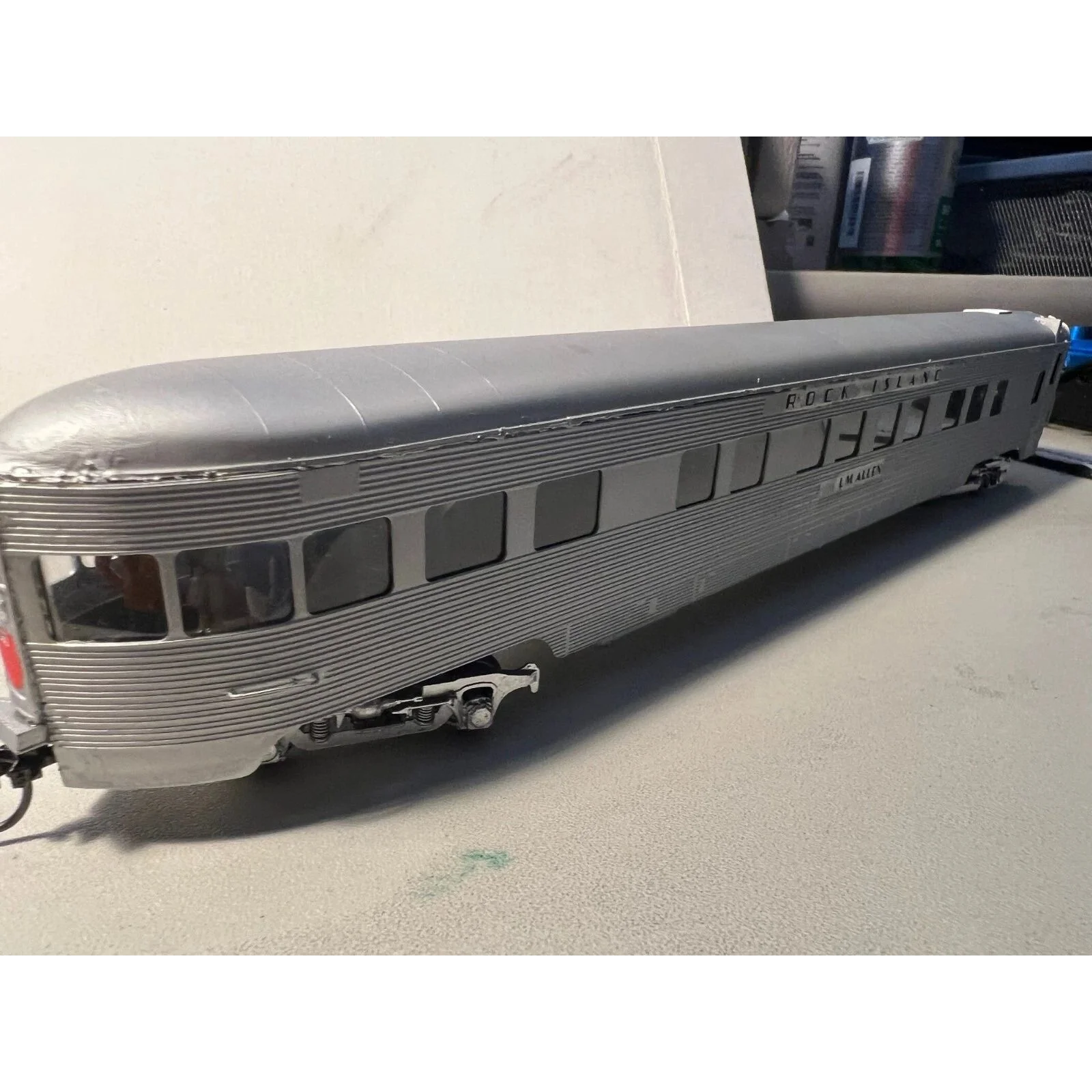 BRASS ROCK ISLAND OBSERVATION CAR L.M. ALLEN CUSTOM DETAILED — photo 6