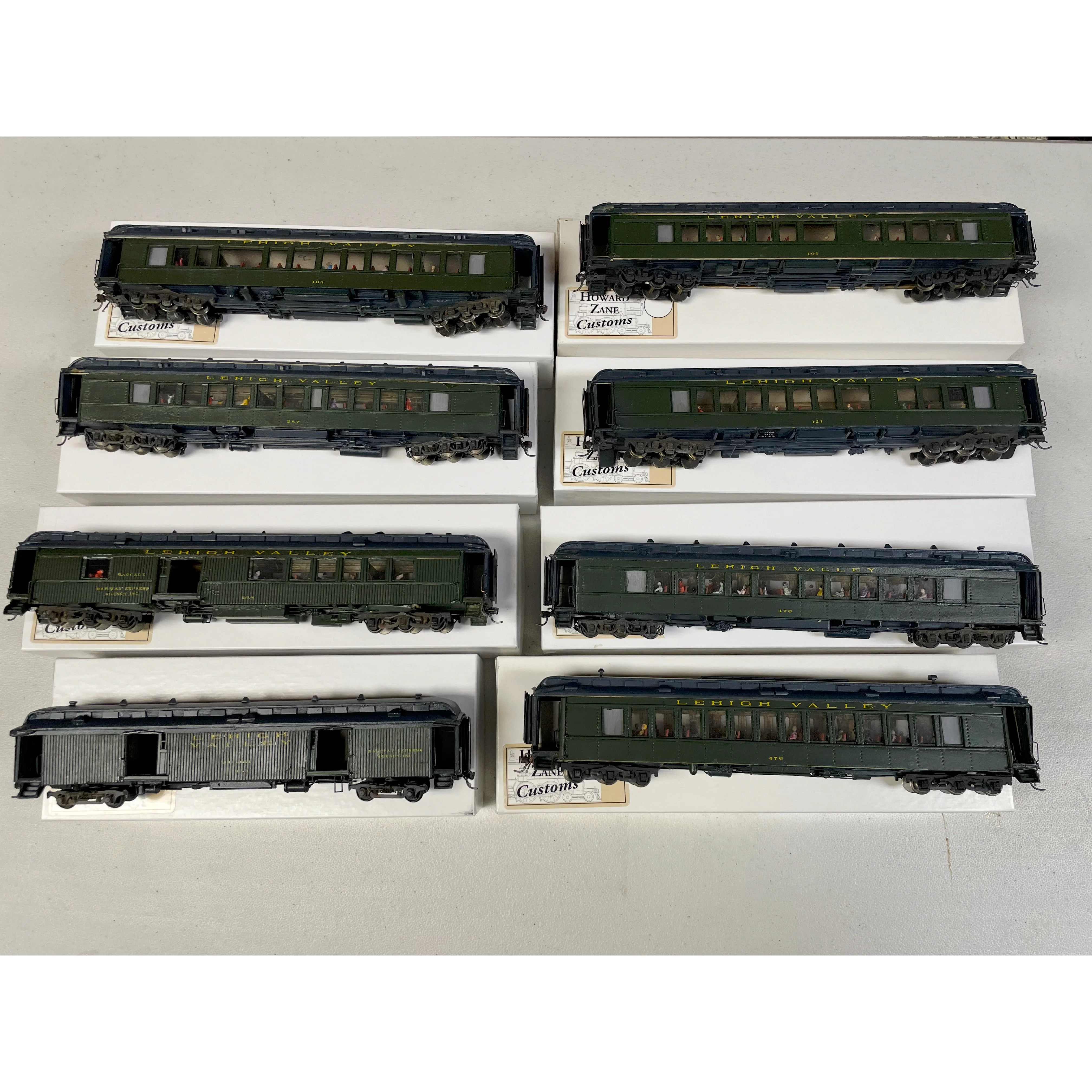 HO 1/87 8-Car Lehigh Valley Heavyweight Custom Wood Built Passenger set Full Interior — photo 3