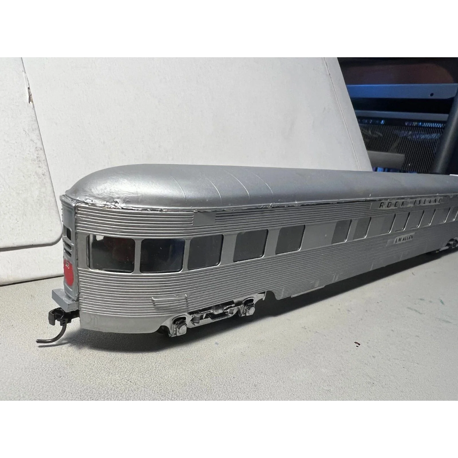 BRASS ROCK ISLAND OBSERVATION CAR L.M. ALLEN CUSTOM DETAILED — photo 8