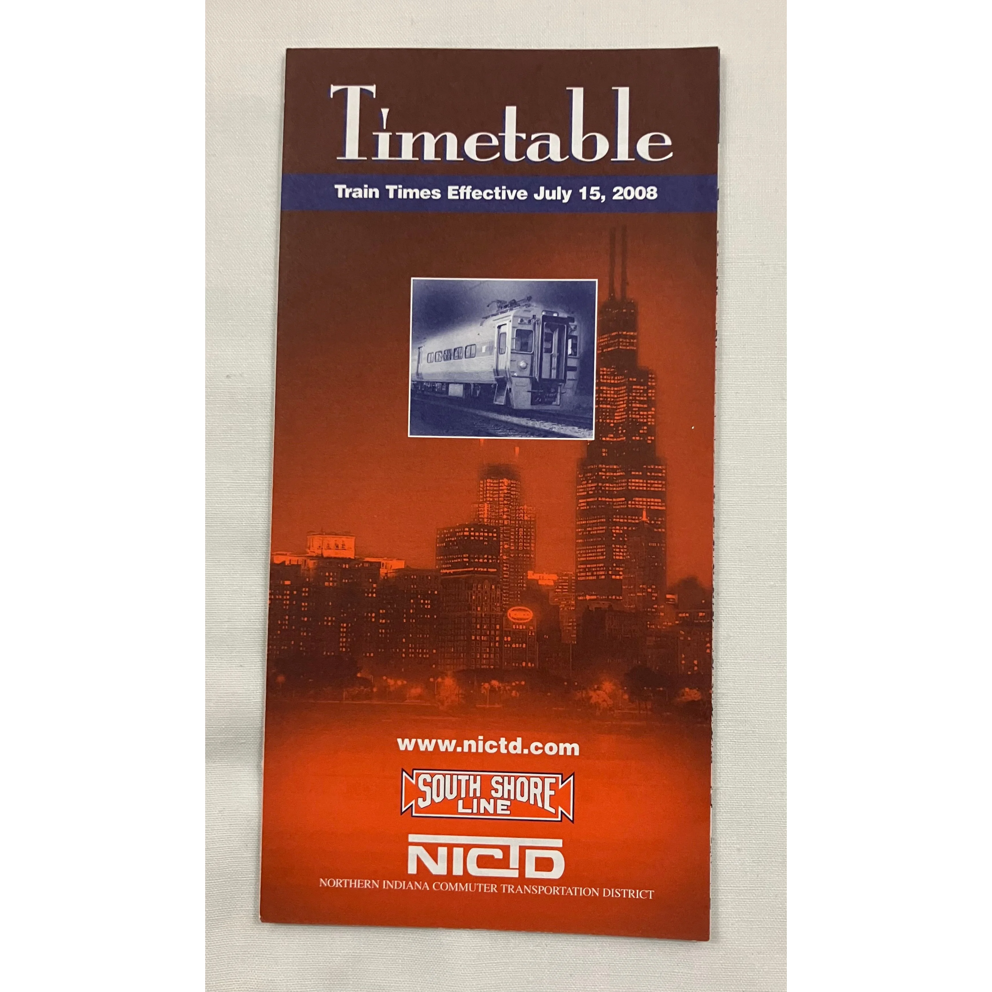 South Shore Line/NICTD vintage trains timetable effective 7/15/2008