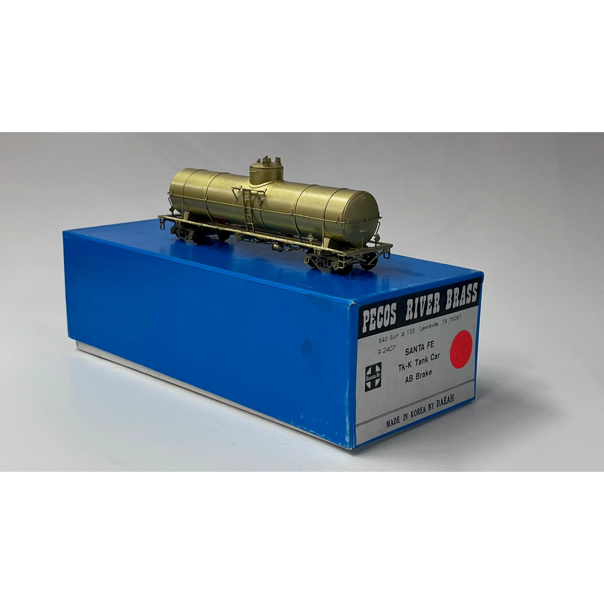 Pecos River Brass HO Scale Santa Fe TKK Tank Car, Unpainted