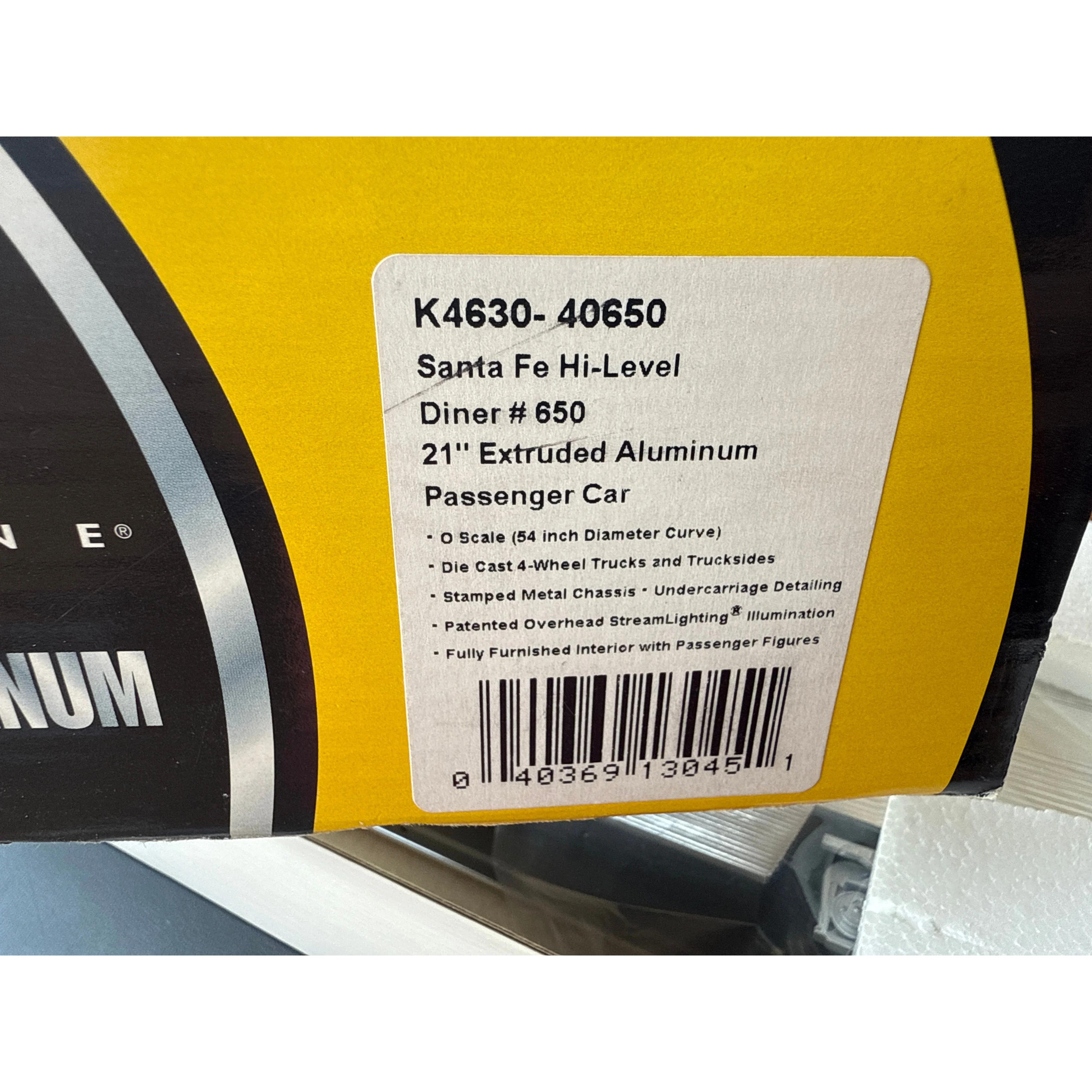 k4630-40650 Hi-level Diner #650 21” extruded aluminum passenger car — photo 2