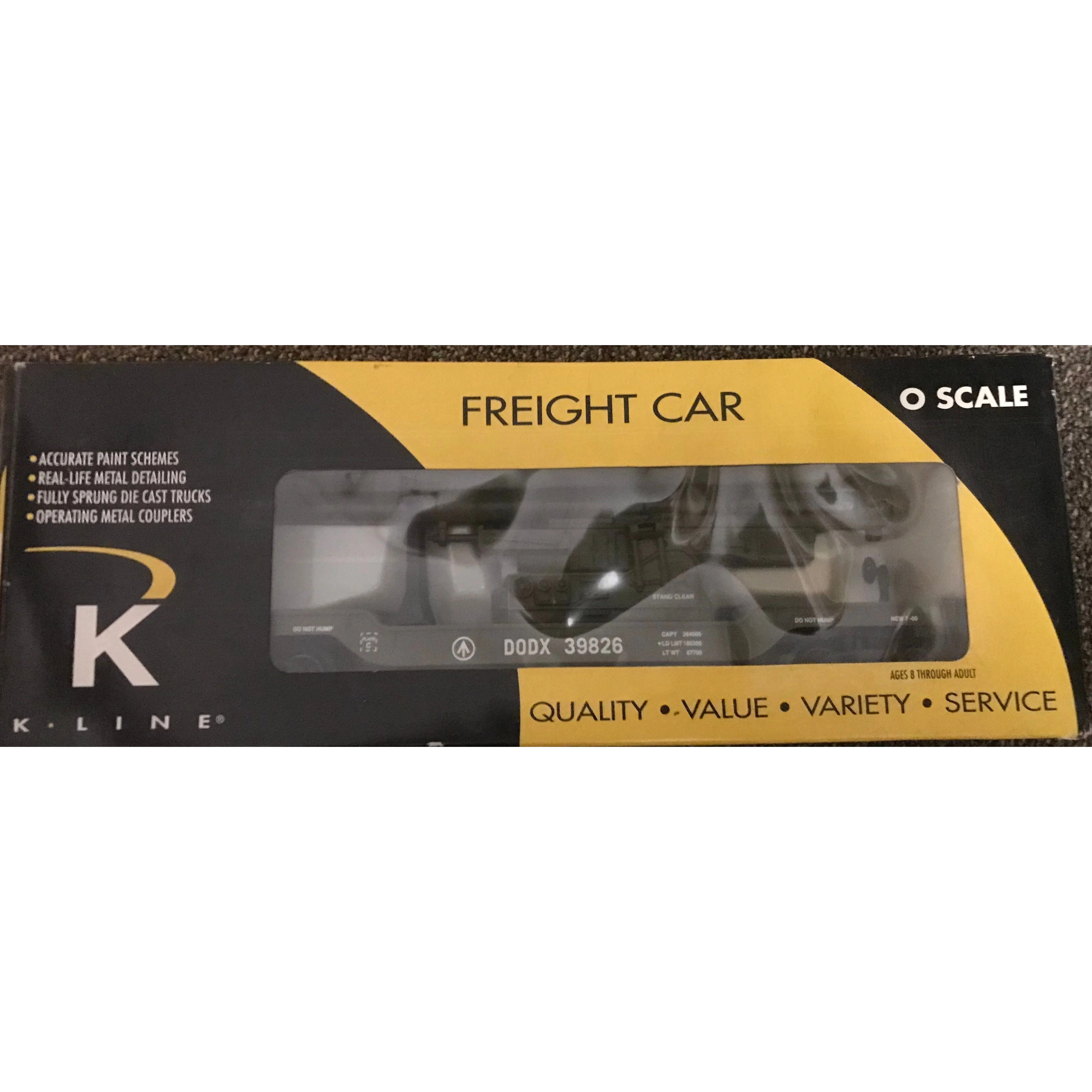 K-Line K662-8011 O Gauge DODX Depressed Center Flatcar w/Cannon EX/Box - Image 6