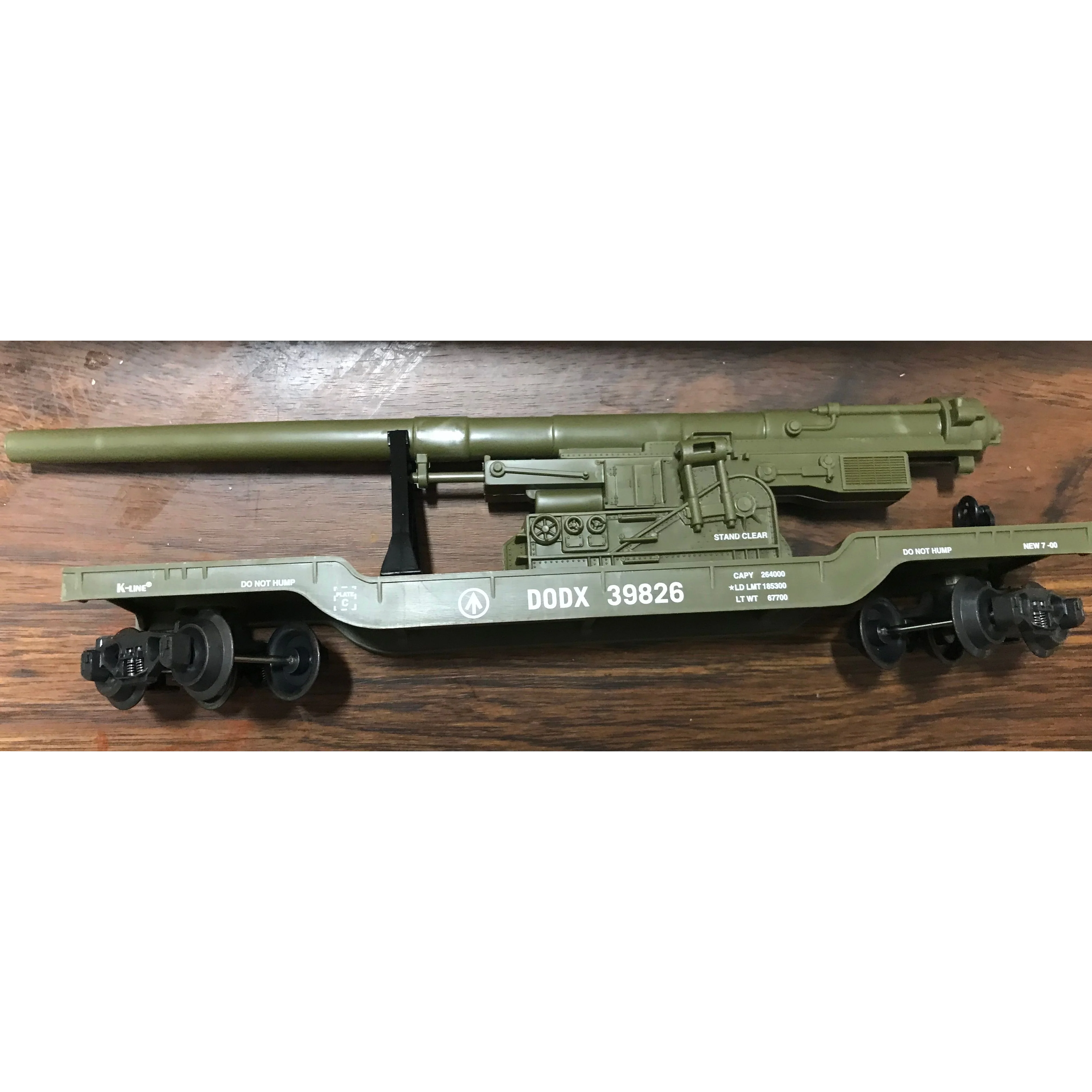 K-Line K662-8011 O Gauge DODX Depressed Center Flatcar w/Cannon EX/Box - Image 5