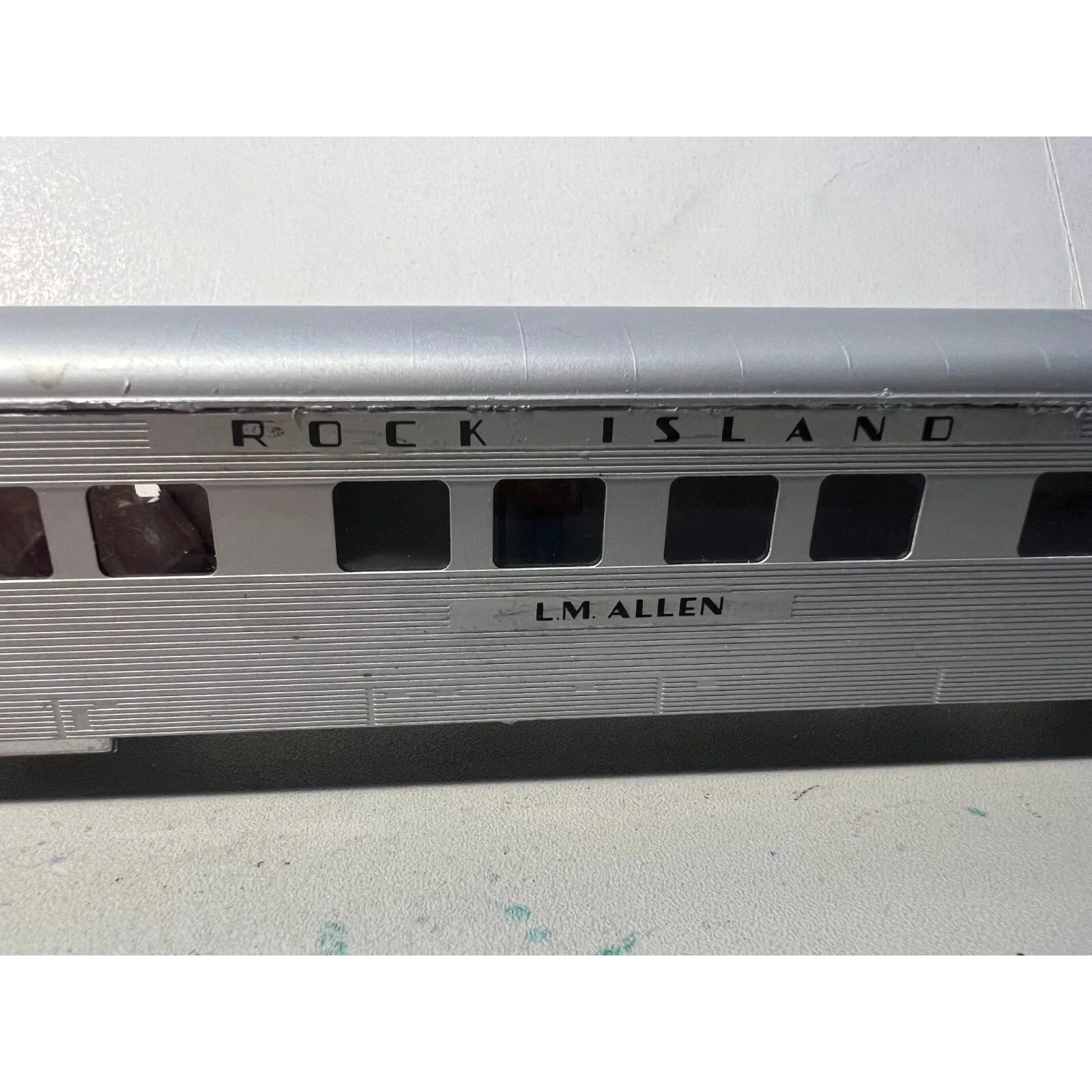 BRASS ROCK ISLAND OBSERVATION CAR L.M. ALLEN CUSTOM DETAILED — photo 9