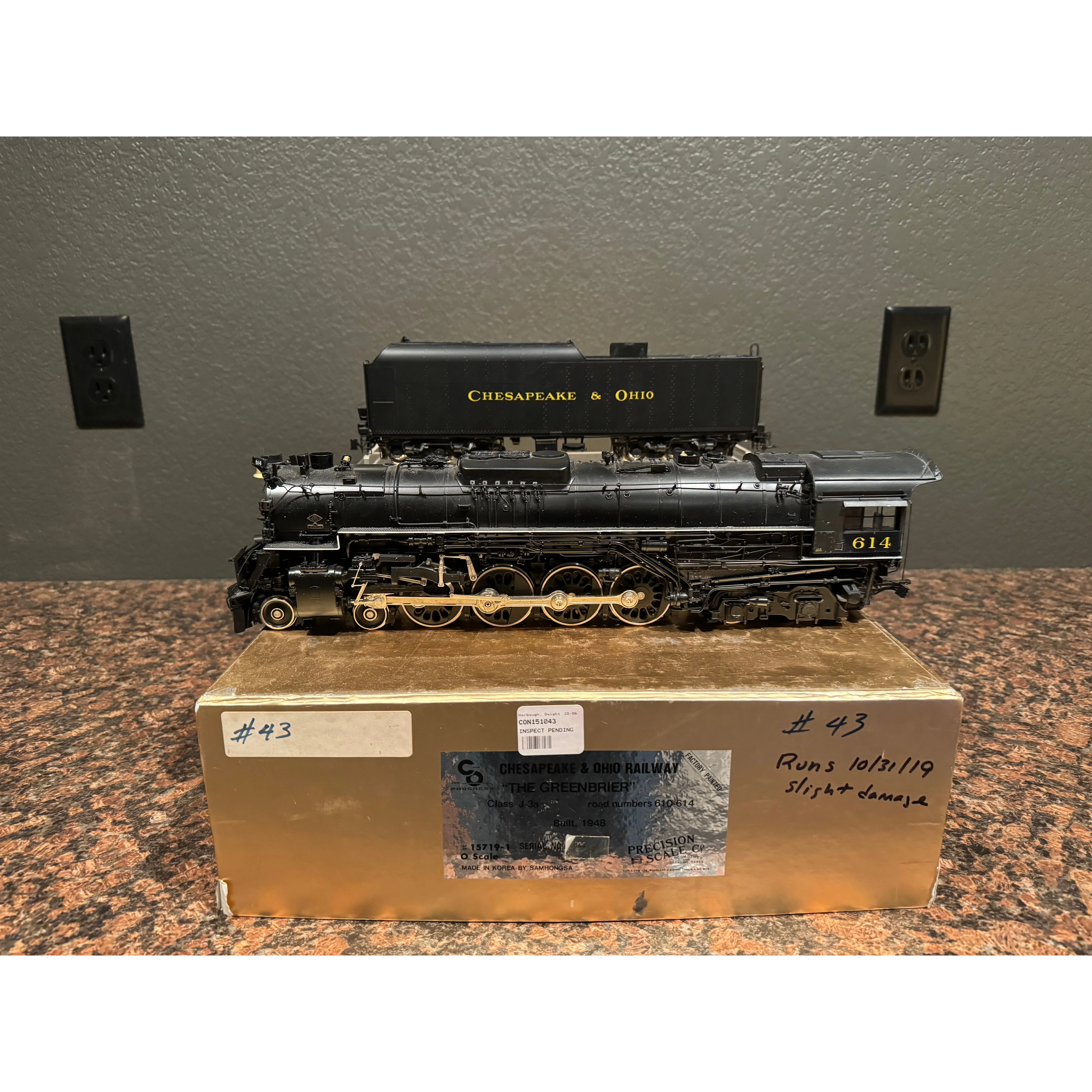 Precision Scale Crown Series O Scale 2R Brass Chesapeake & Ohio Greenbrier #614 — photo 5