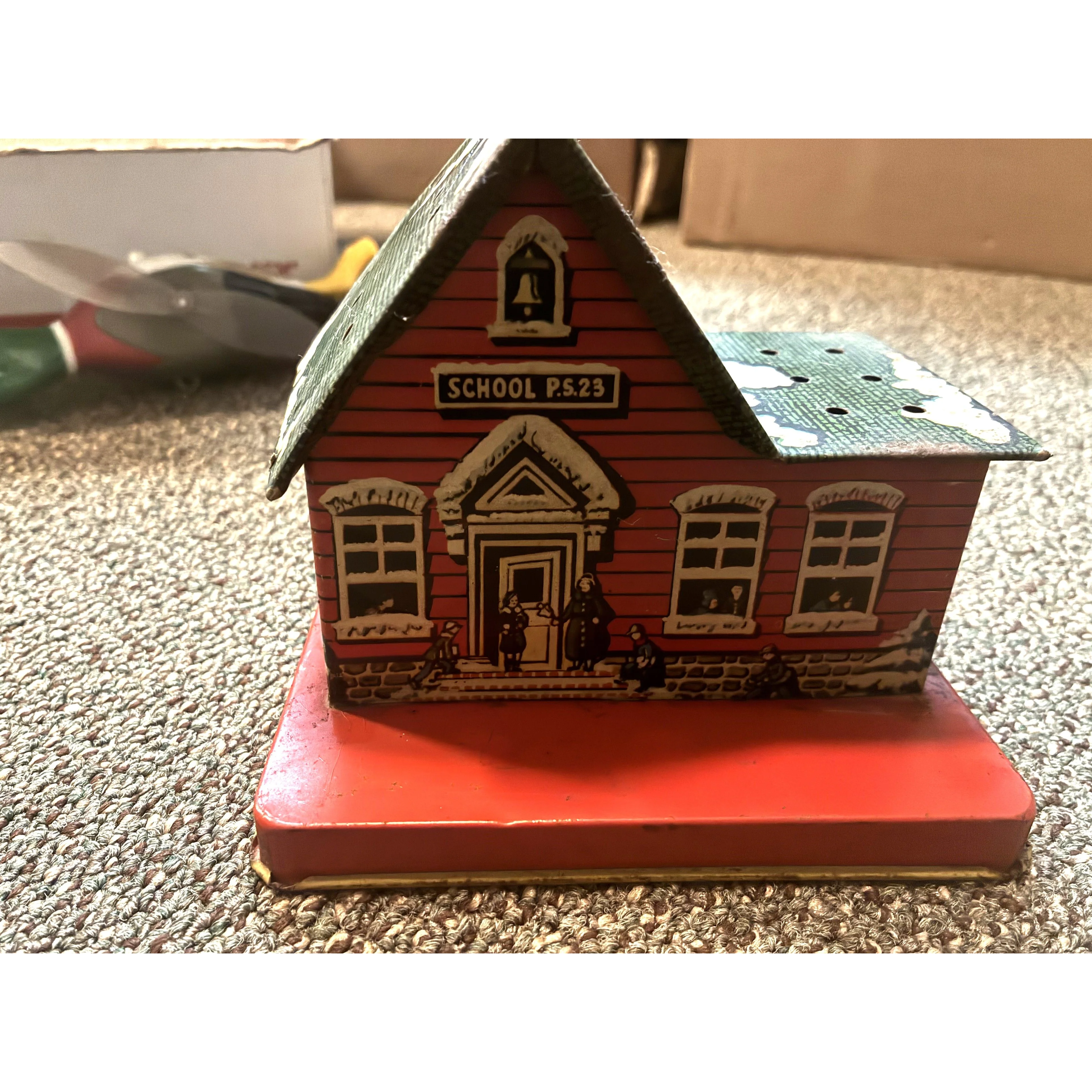 Vintage tin lithograph school house P.S. 23 Still Bank — photo 4