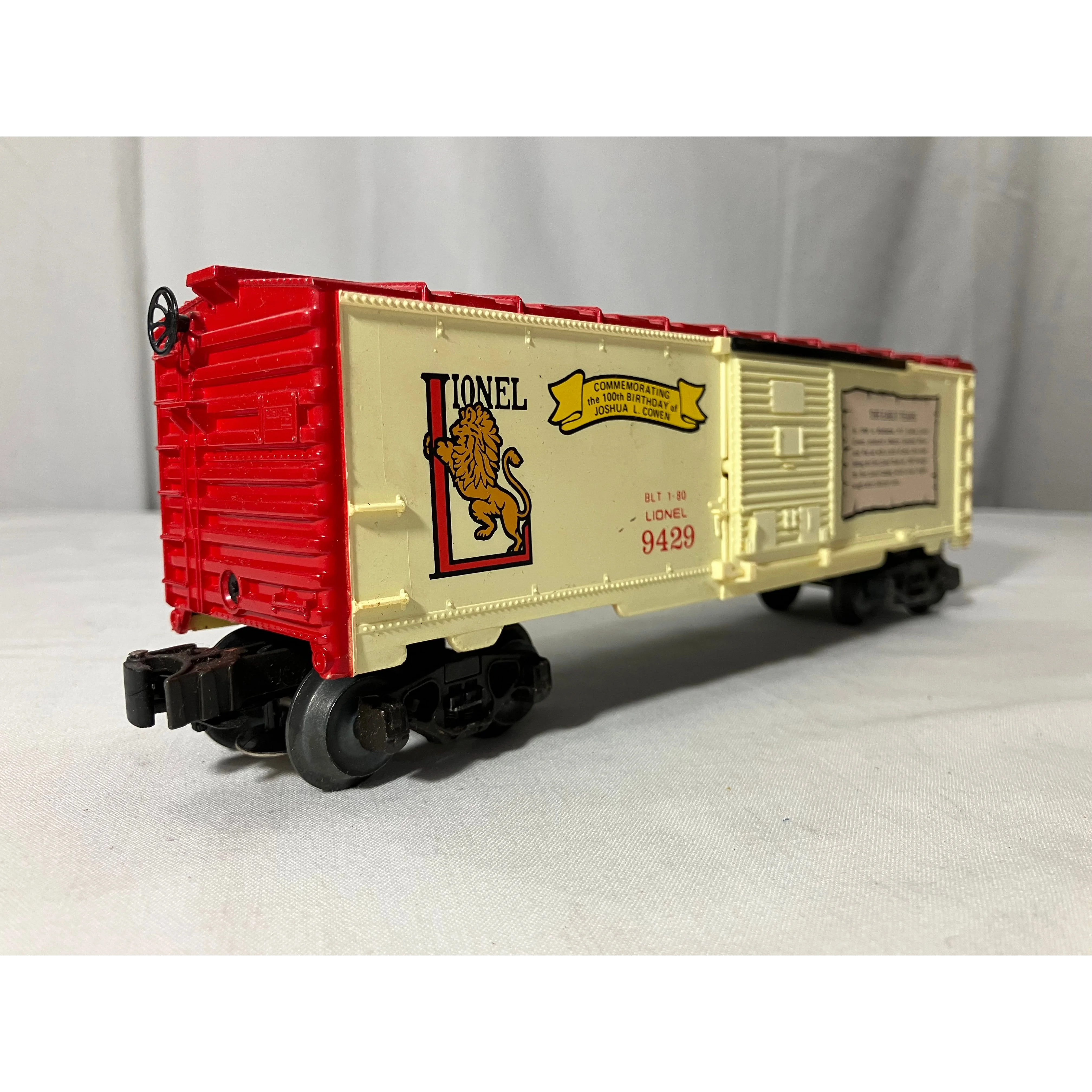 Lionel 6-9439 O scale 3-rail boxcar honoring Joshua Lionel Cowen’s 100th birthday