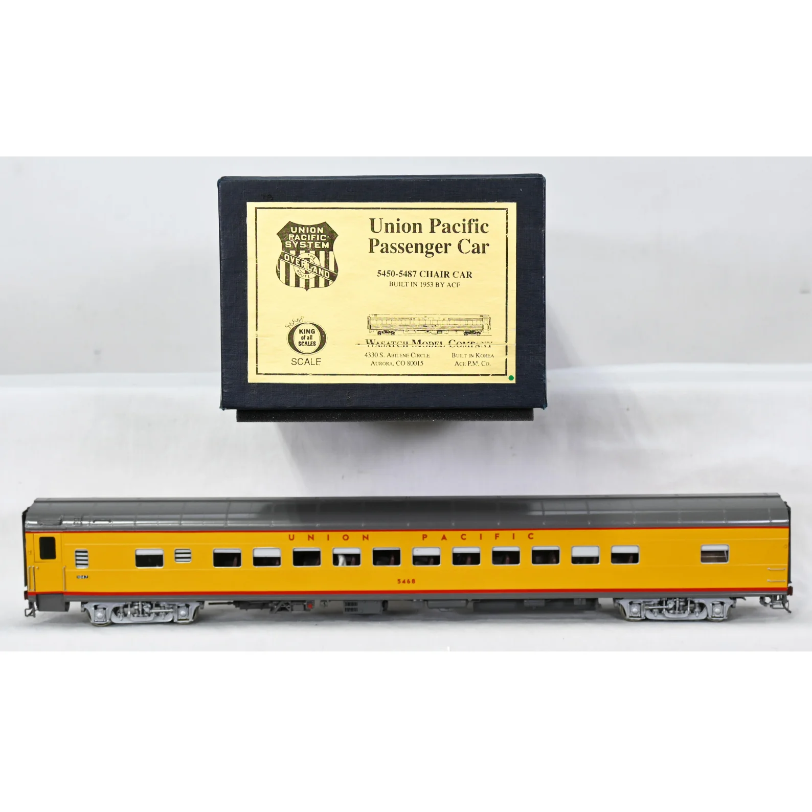 Wasatch O Gauge Brass 2-Rail Union Pacific 5450-5487 Chair Car #5468 Detailed F/P OB*