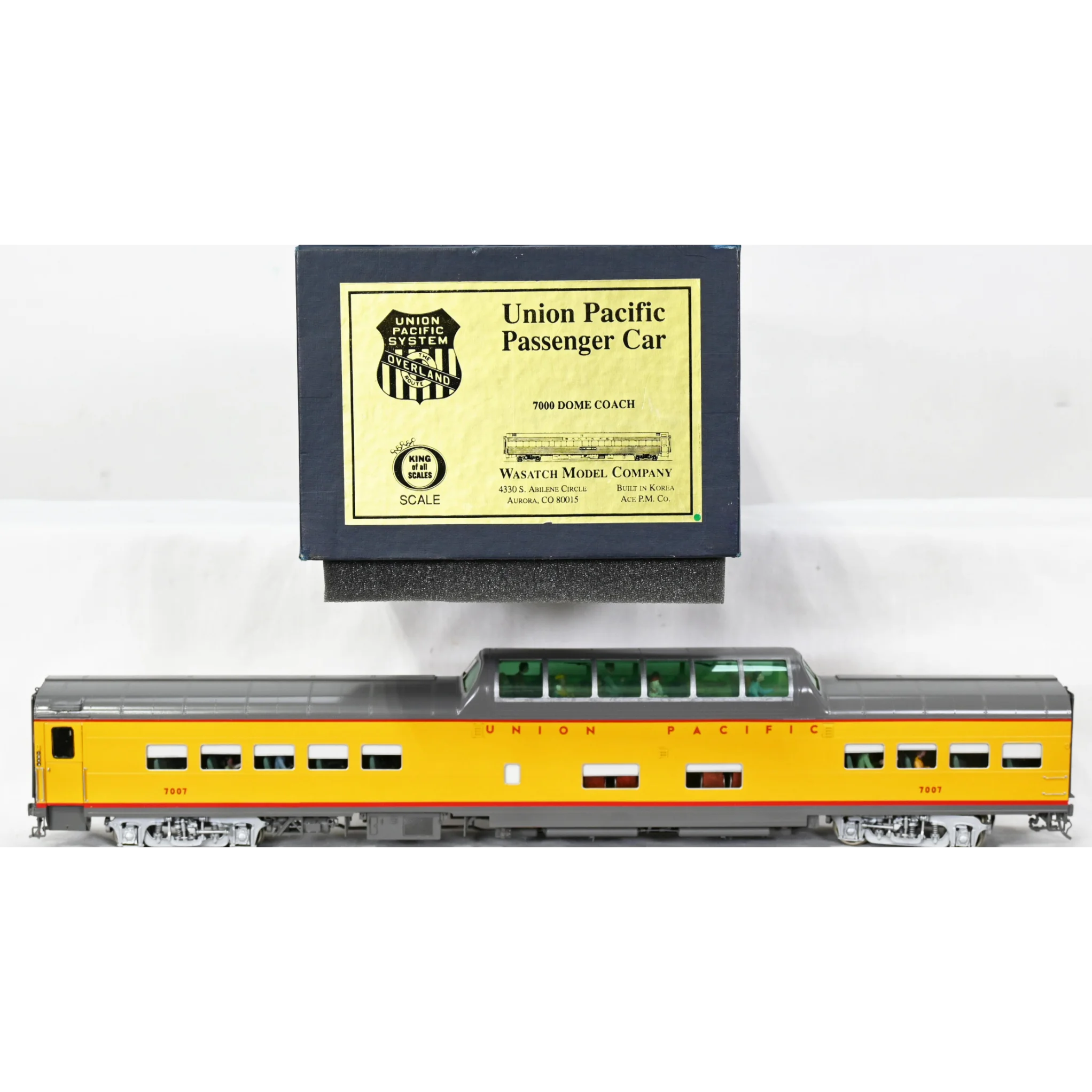 Wasatch Brass 2-Rail O Gauge Union Pacific 7000 Dome Coach Passenger Car F/P OB #7007