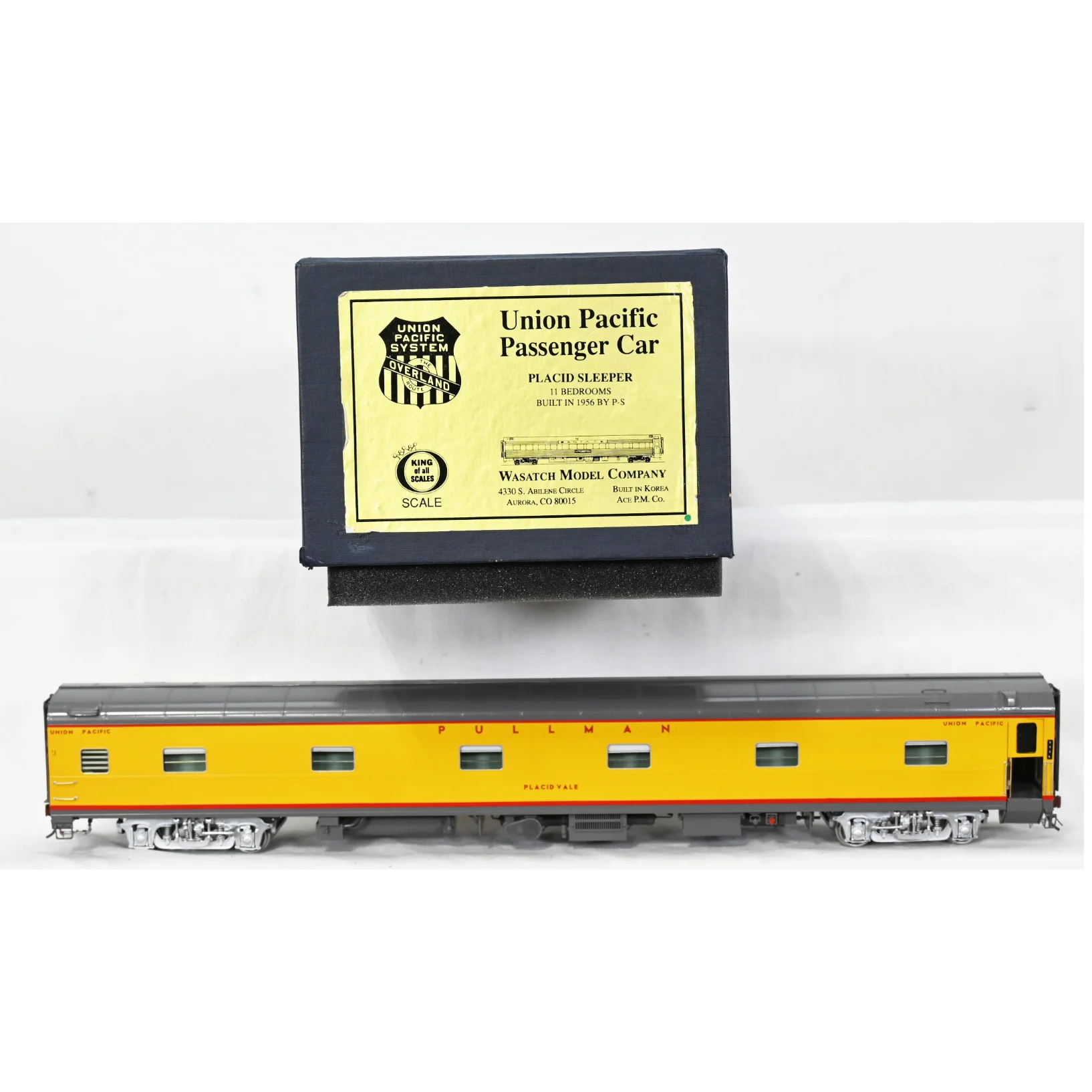 Wasatch O Scale Brass 2-Rail Union Pacific Placid Vale Sleeper Passenger F/P OB