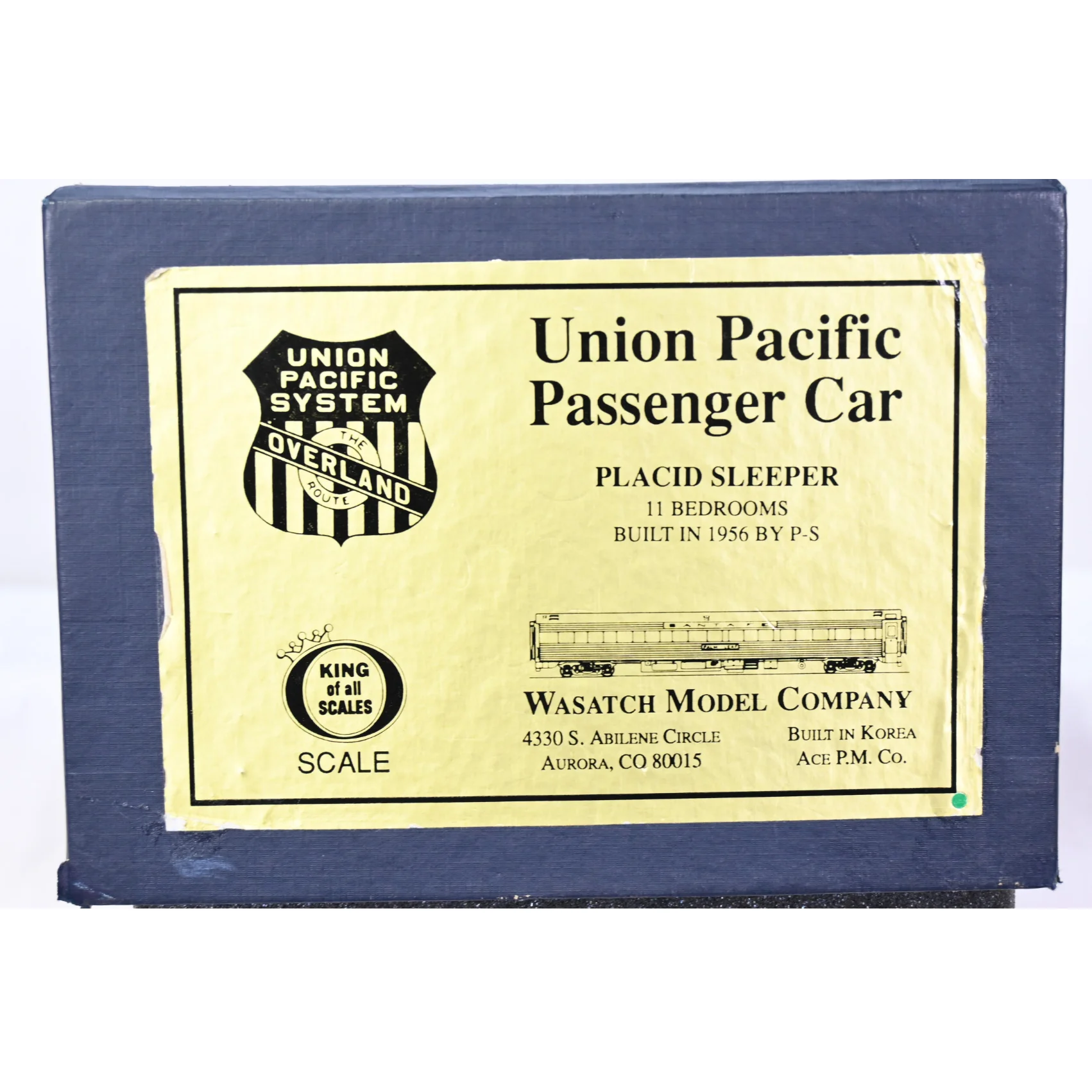 Wasatch O Scale Brass 2-Rail Union Pacific Placid Vale Sleeper Passenger F/P OB - Image 2