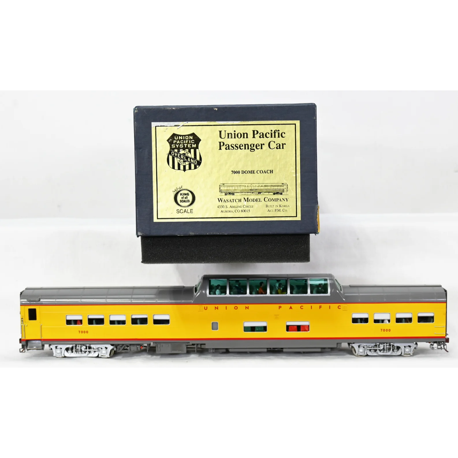 Wasatch O 2R Brass Union Pacific 7000 Dome Coach Passenger Train #7000 F/P OB