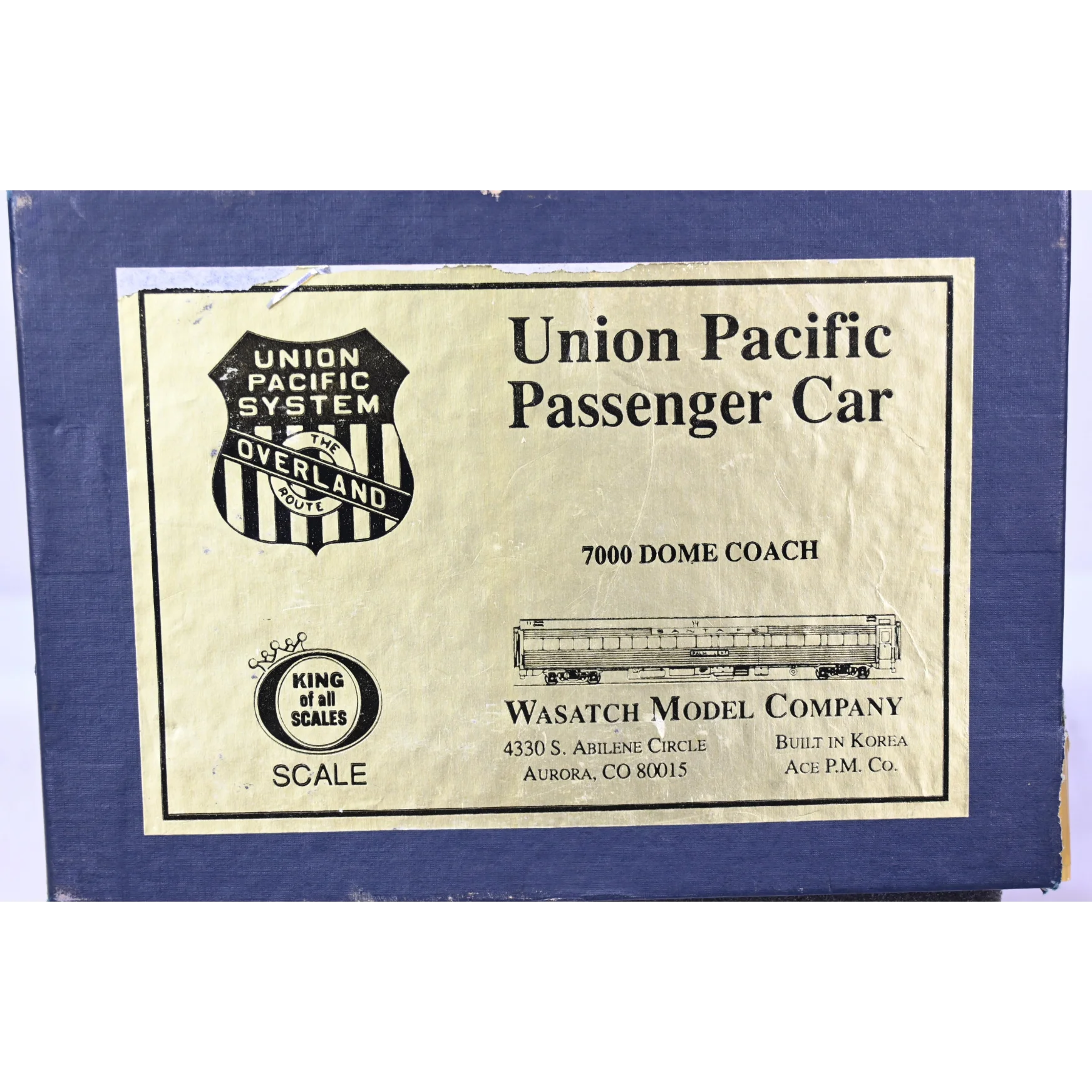 Wasatch O 2R Brass Union Pacific 7000 Dome Coach Passenger Train #7000 F/P OB - Image 2
