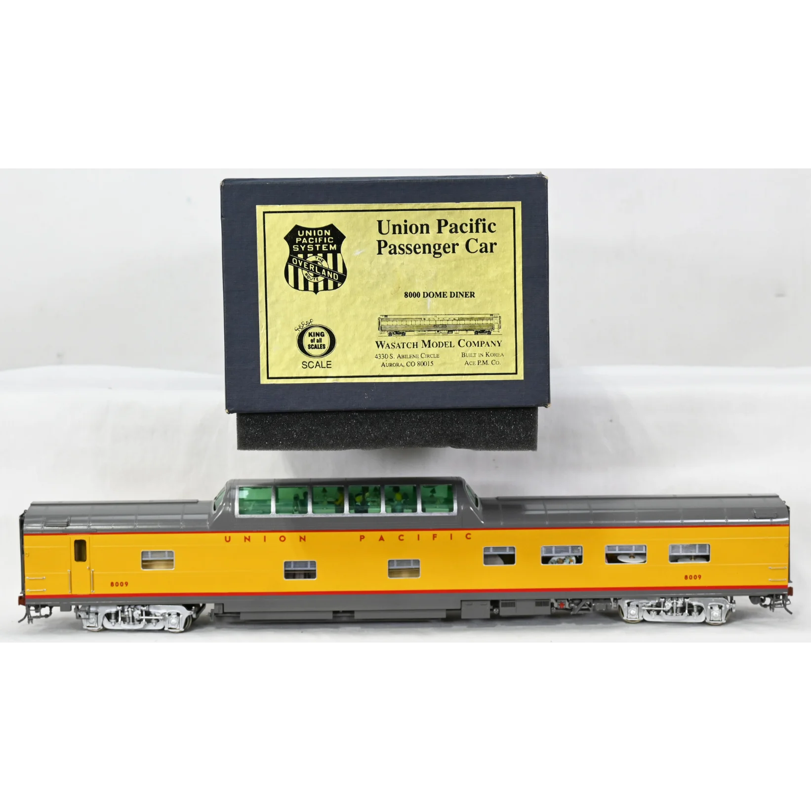 Wasatch O 2R Brass Union Pacific 8000 Dome Diner Passenger Car full interior F/P OB