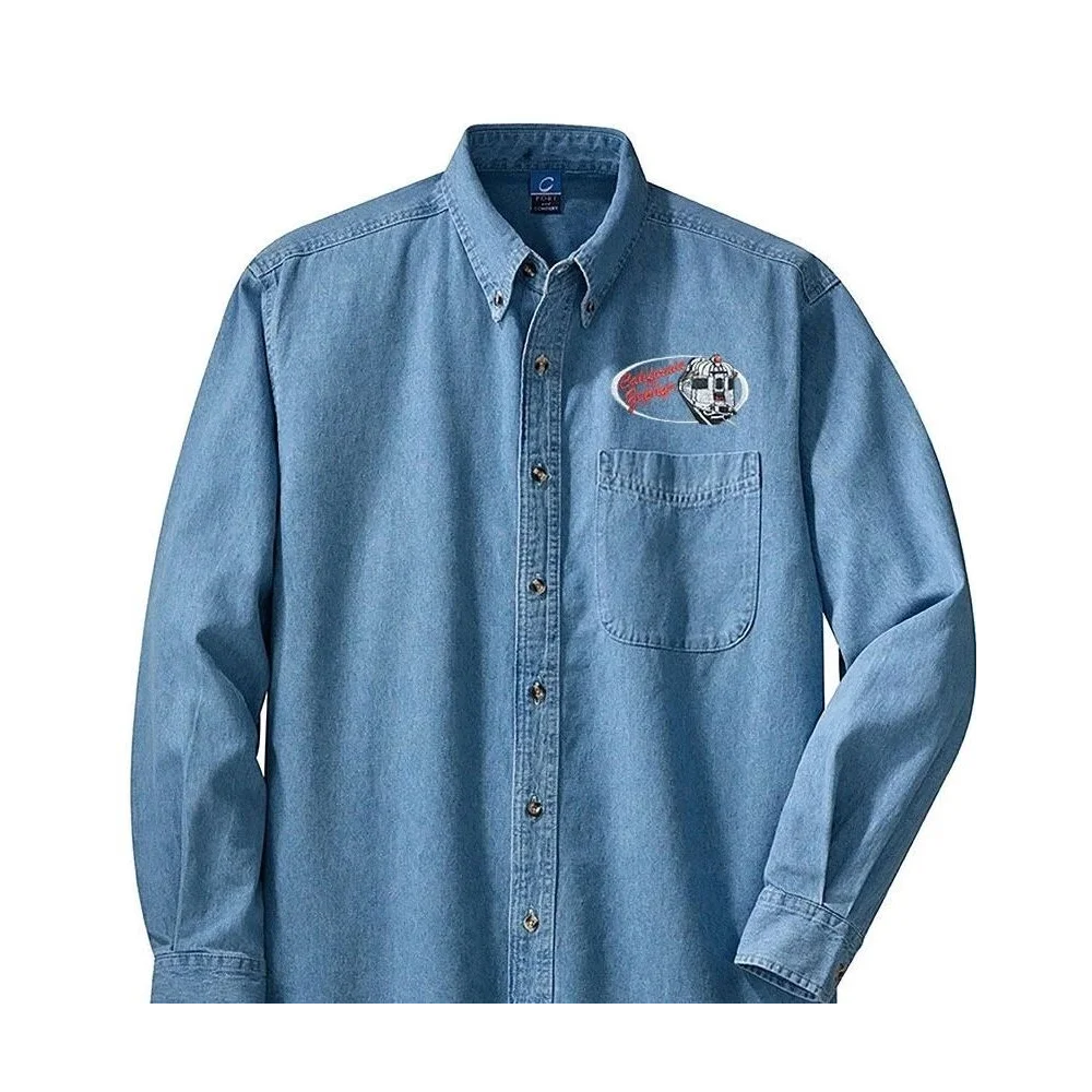 CAL ZEPHYER Denim shirts with front logo L.S. or S.S. Dark Denim or Light Denim