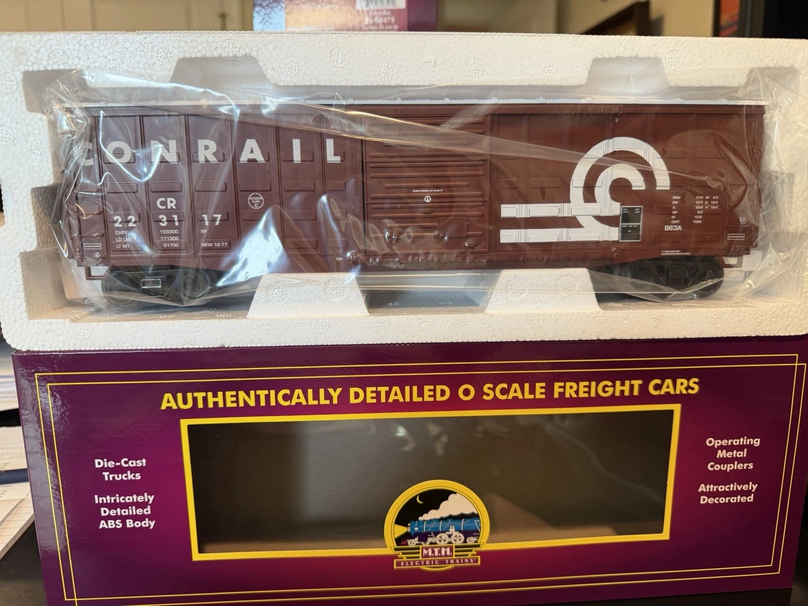 MTH 20-99479 Premier Conrail 50' Waffle Boxcar #223117 NIB