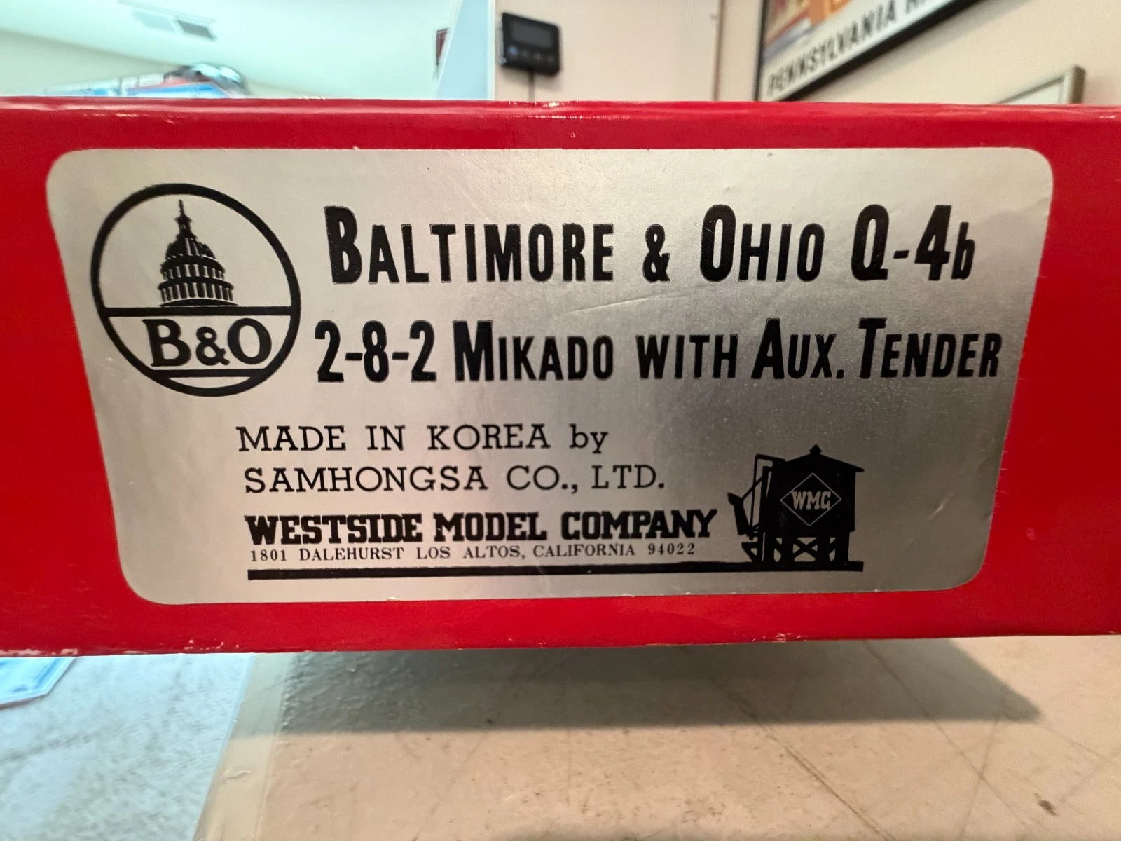 Westside Models Baltimore & Ohio Q-4b 2-8-2 Mikado w/ Aux Tender LN/Box — photo 3