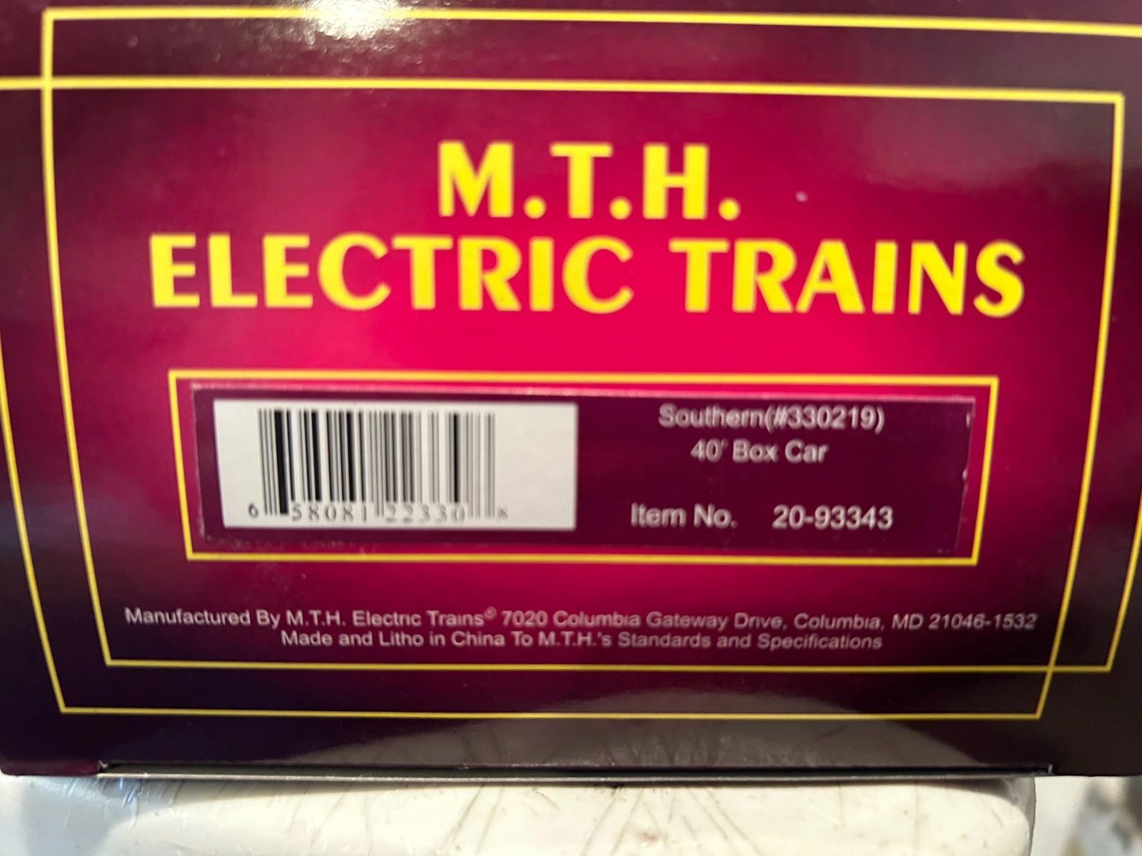 MTH 20-93343 Southern 40' Boxcar #330219 NIB — photo 2