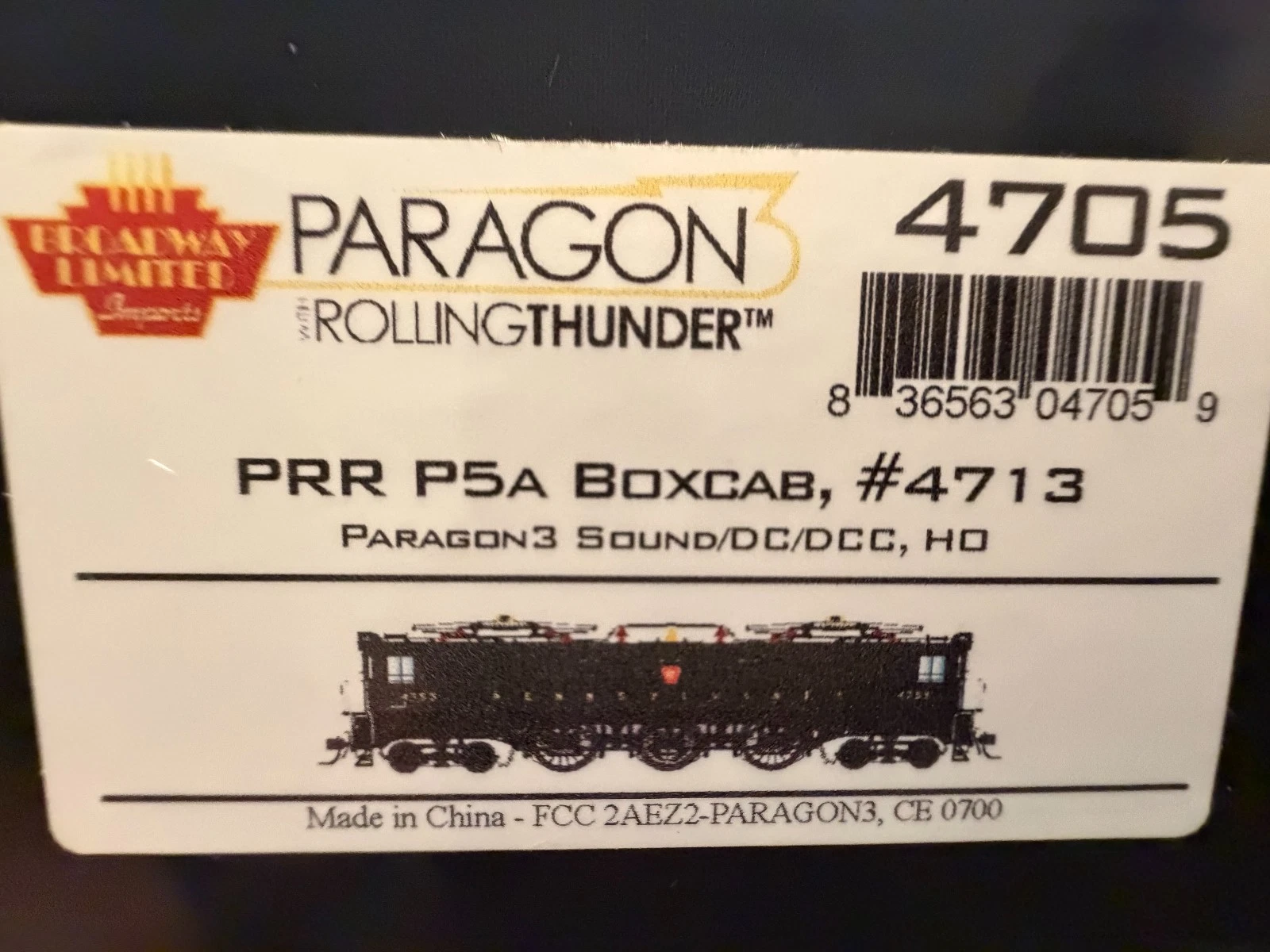 Broadway Limited HO Pennsy P5A Boxcab #4713 w/ Paragon 3 NIB — photo 2