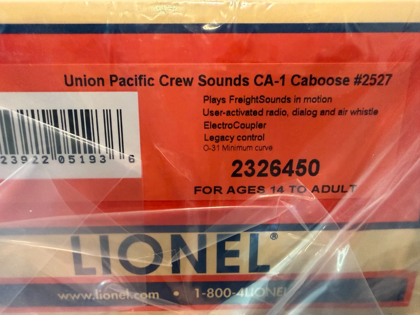 Lionel 2326450 Union Pacific Crewsounds CA-1 Caboose NIB — photo 2
