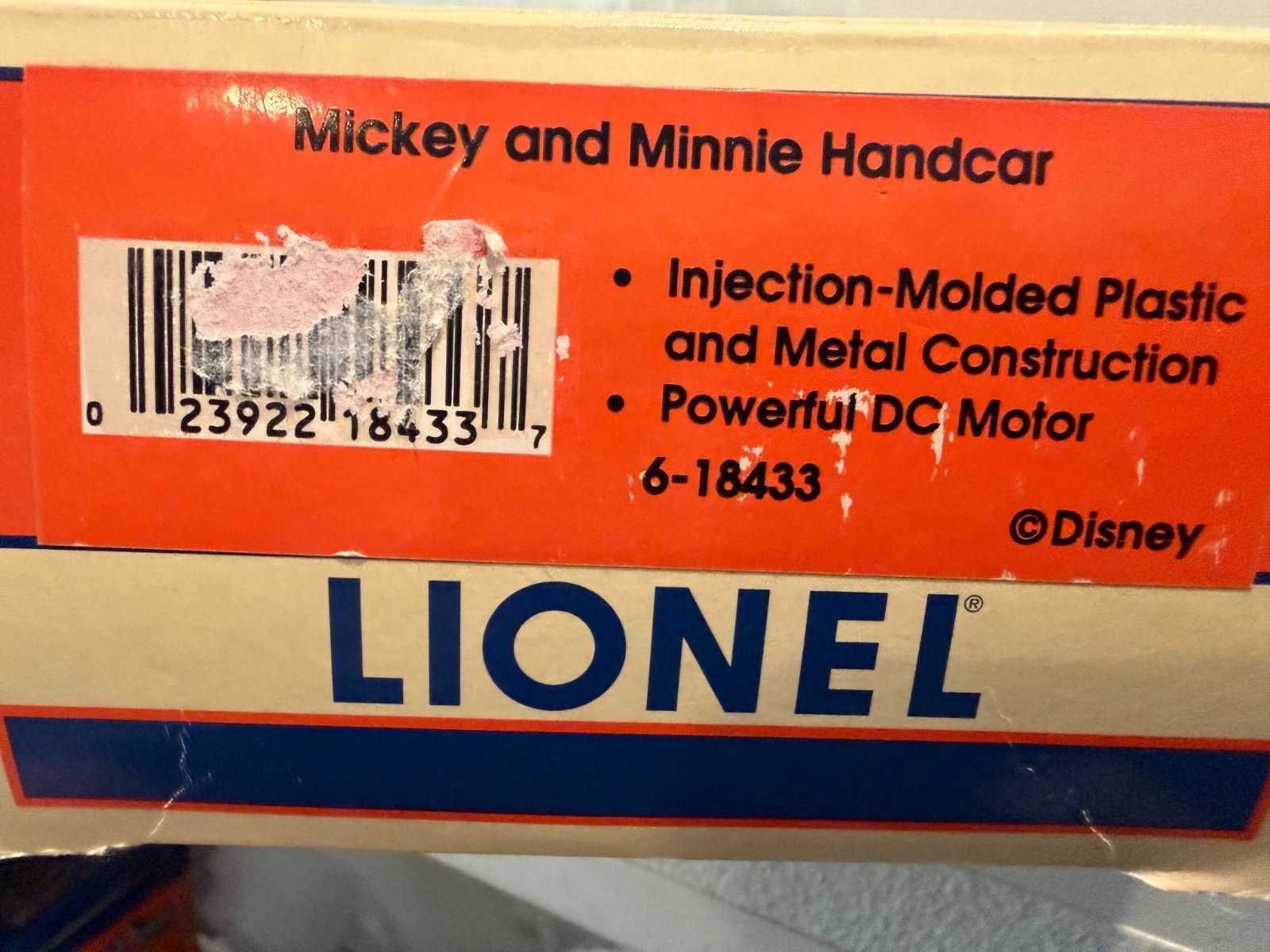 Lionel 6-18433 O Gauge Mickey & Minnie Christmas Operating Handcar NIB — photo 2