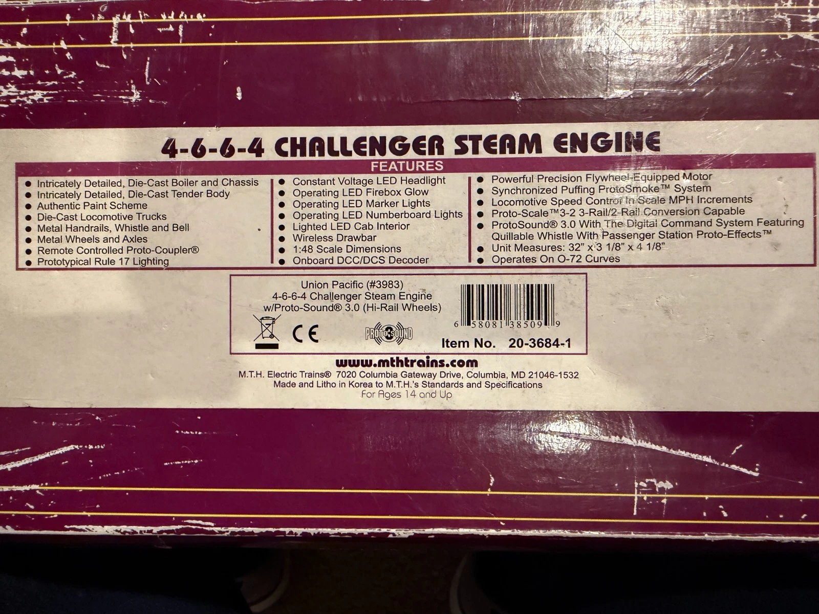 MTH 20-3684-1 Union Pacific Gray and Yellow Stripe Challenger LN/Box — photo 3
