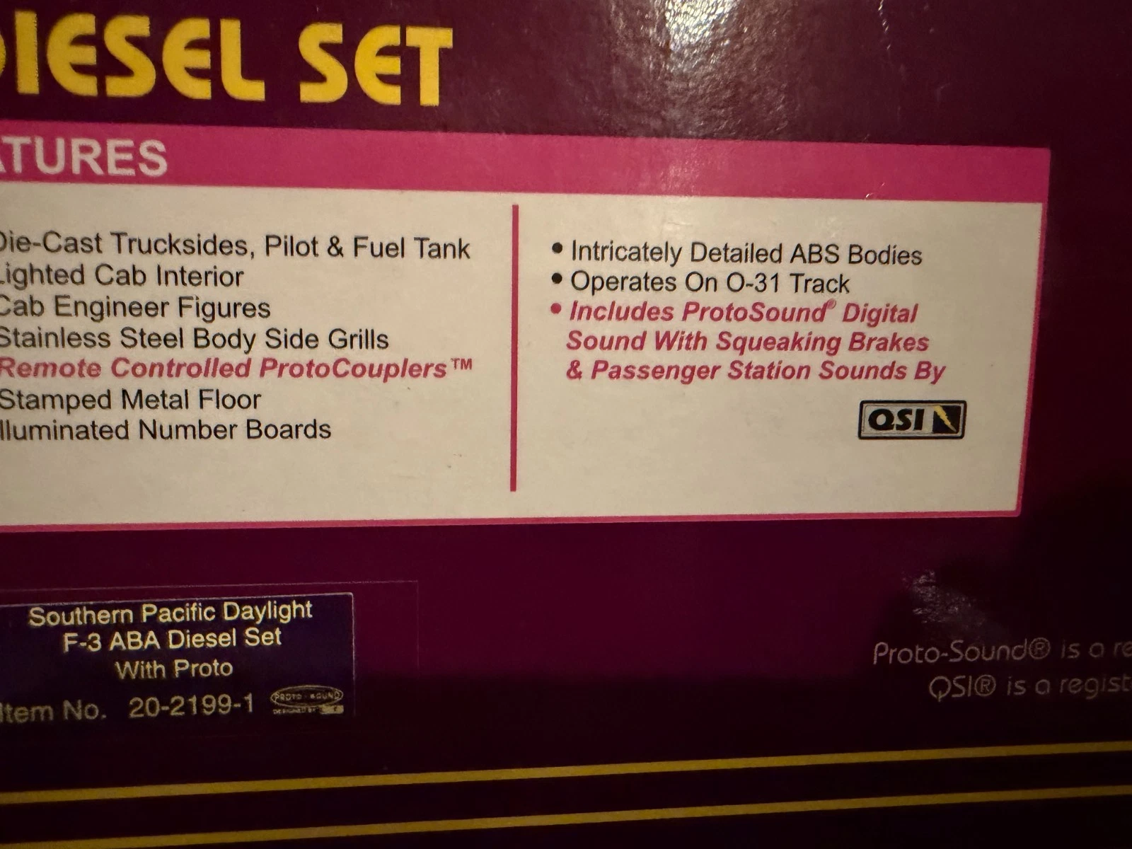 MTH 20-2199-1 Southern Pacific F-3 ABA Diesel Set LN/Box — photo 8