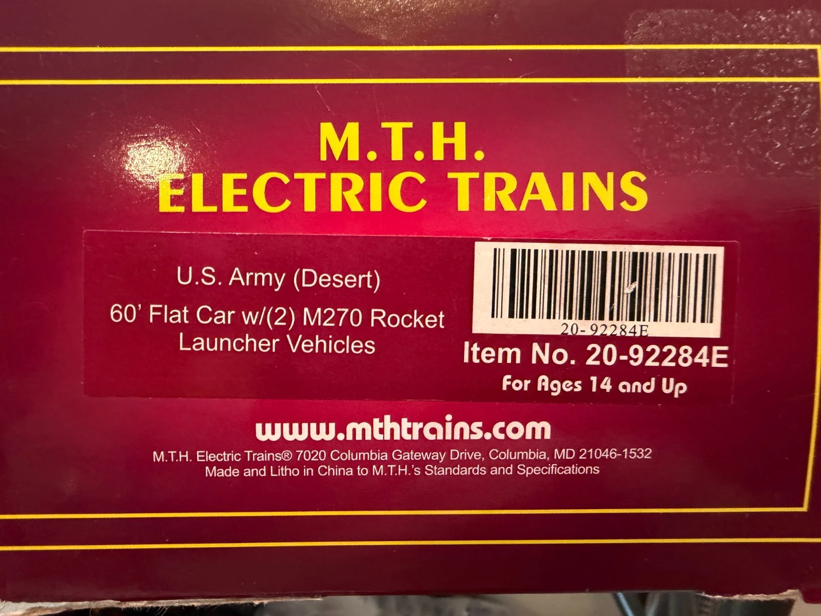 MTH 20-92284E US Army Flatcar w/ 2 M270 Rocket Launchers (Tan) NIB — photo 4