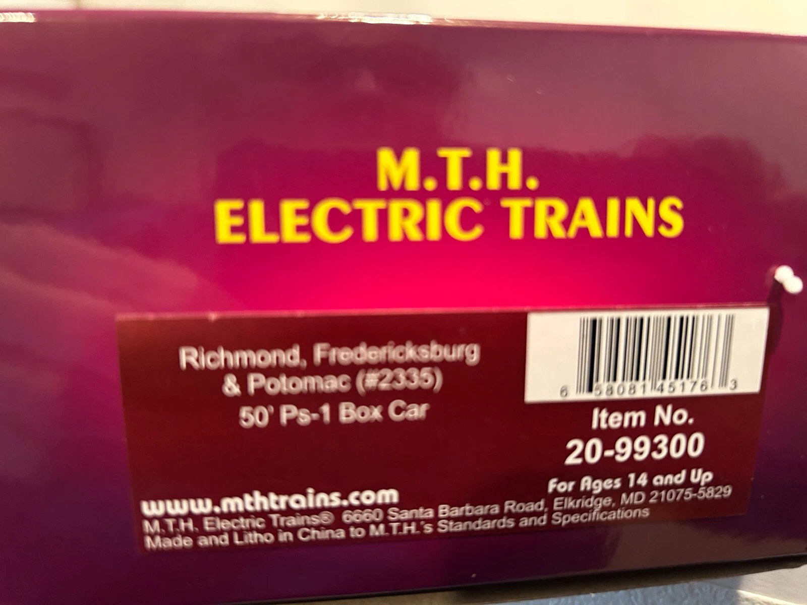MTH 20-99300 Richmond, Fredericksburg, and Potomac 50' PS-1 Boxcar NIB — photo 4