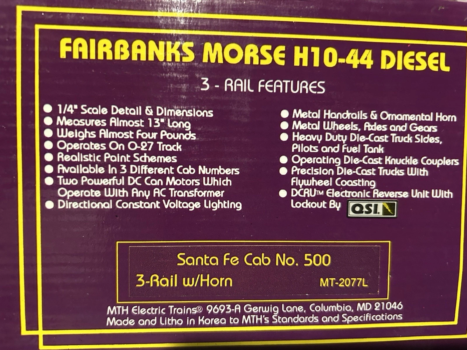 MTH MT-2077L Santa Fe H10-44 Diesel w/ Horn NIB — photo 4