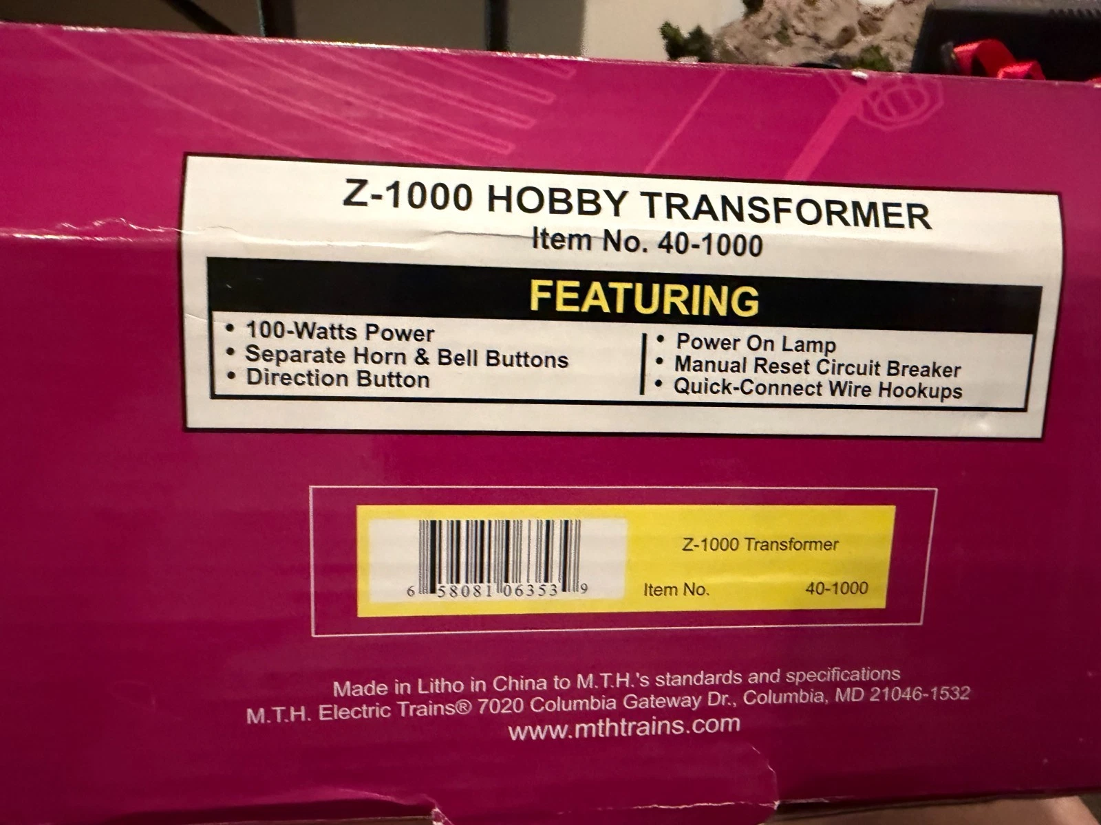 MTH 40-1000 Z-1000 Hobby Transformer & Controller LN/Box — photo 4