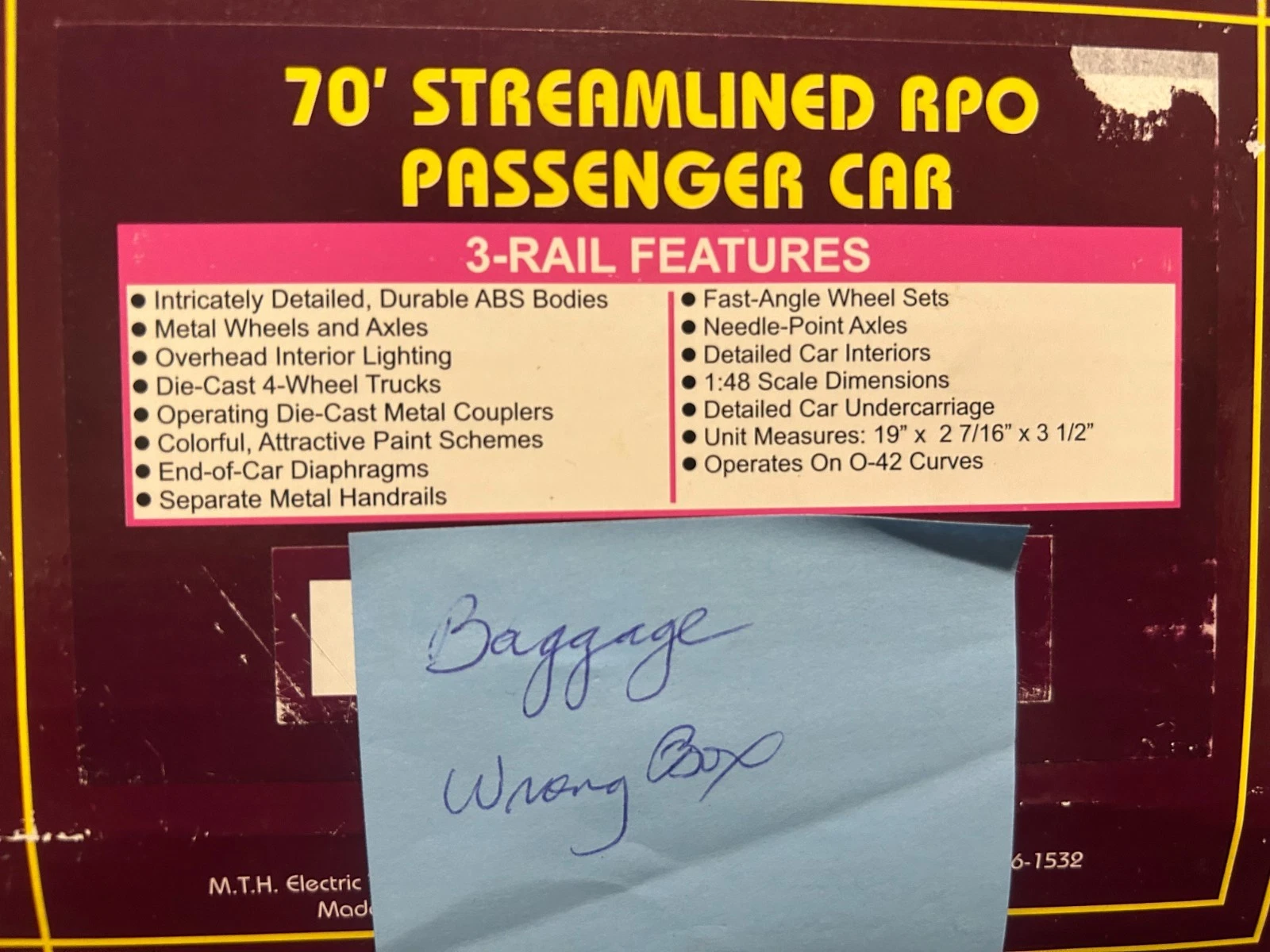 MTH Chicago and Northwestern Baggage Car LN/Wrong Box — photo 4