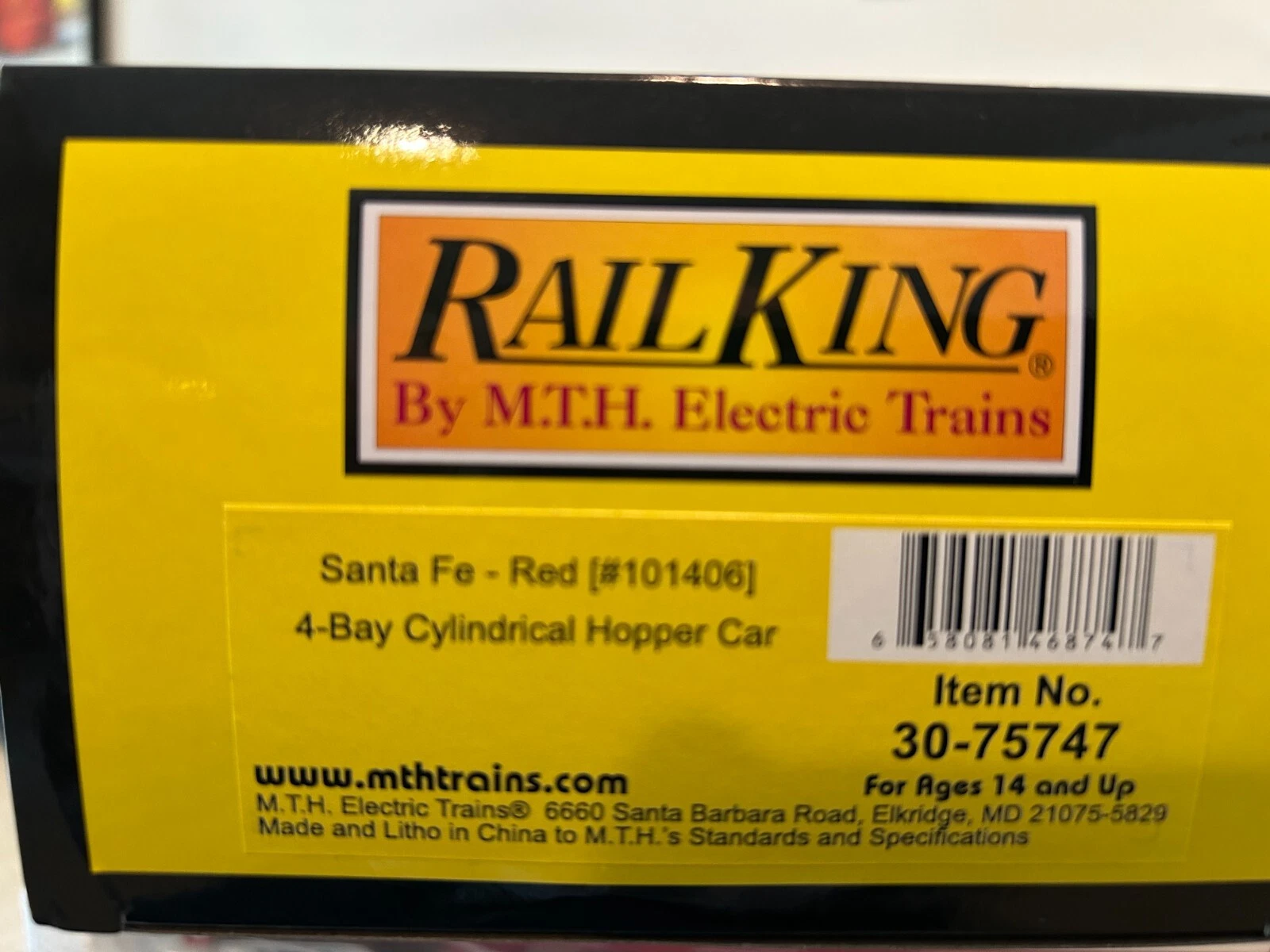 MTH Railking 30-75747 Santa Fe 4 Bay Cylindrical Map Hopper Car (Red) NIB — photo 4