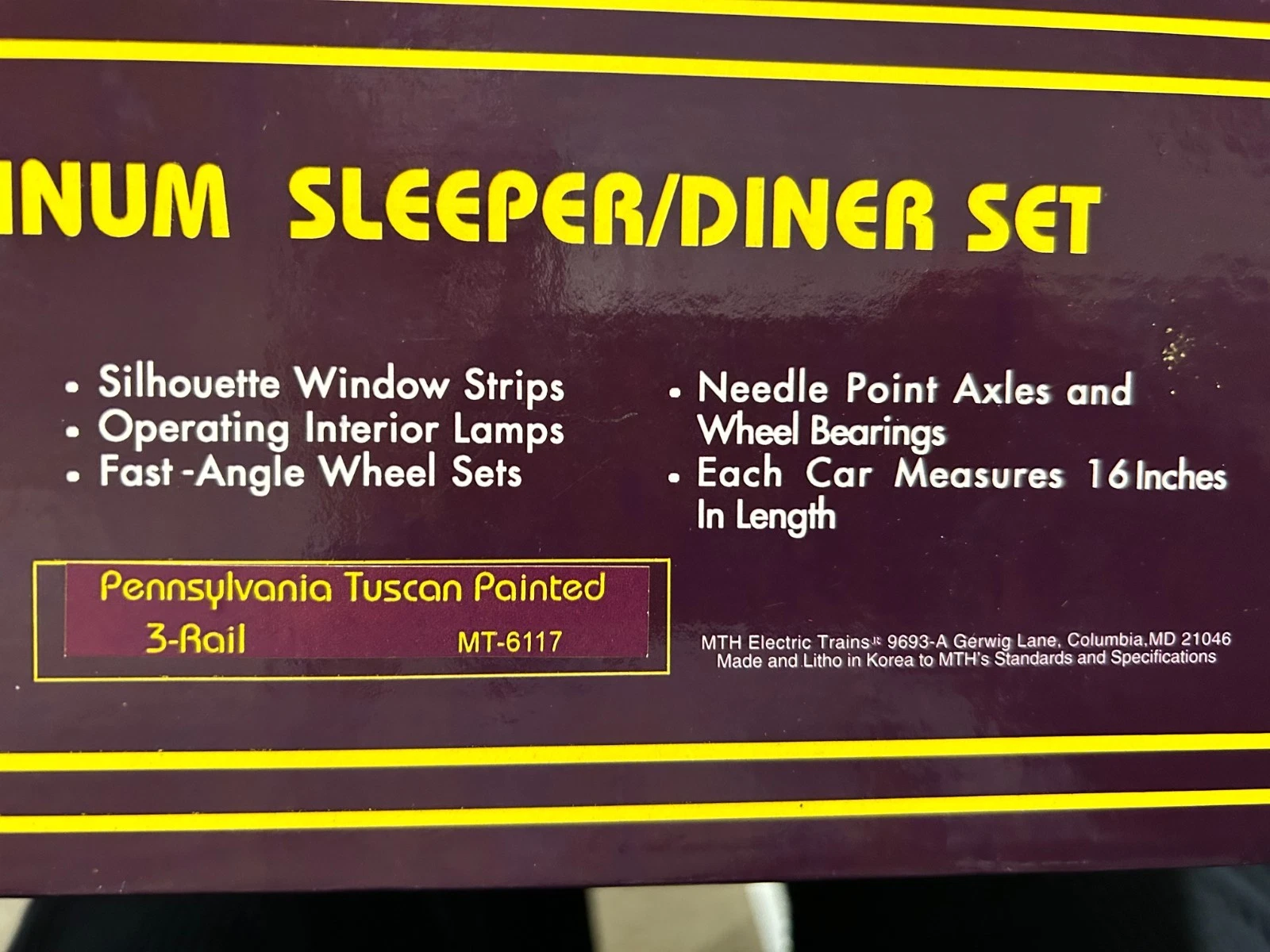 MTH MT-6117 Pennsylvania Tuscan Painted 60' Aluminum Sleeper/Diner Set NIB — photo 4