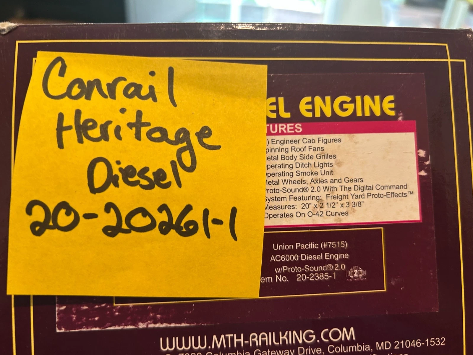 MTH 20-20261-1 Conrail (NS Heritage) ES44 Diesel LN/Wrong Box — photo 5