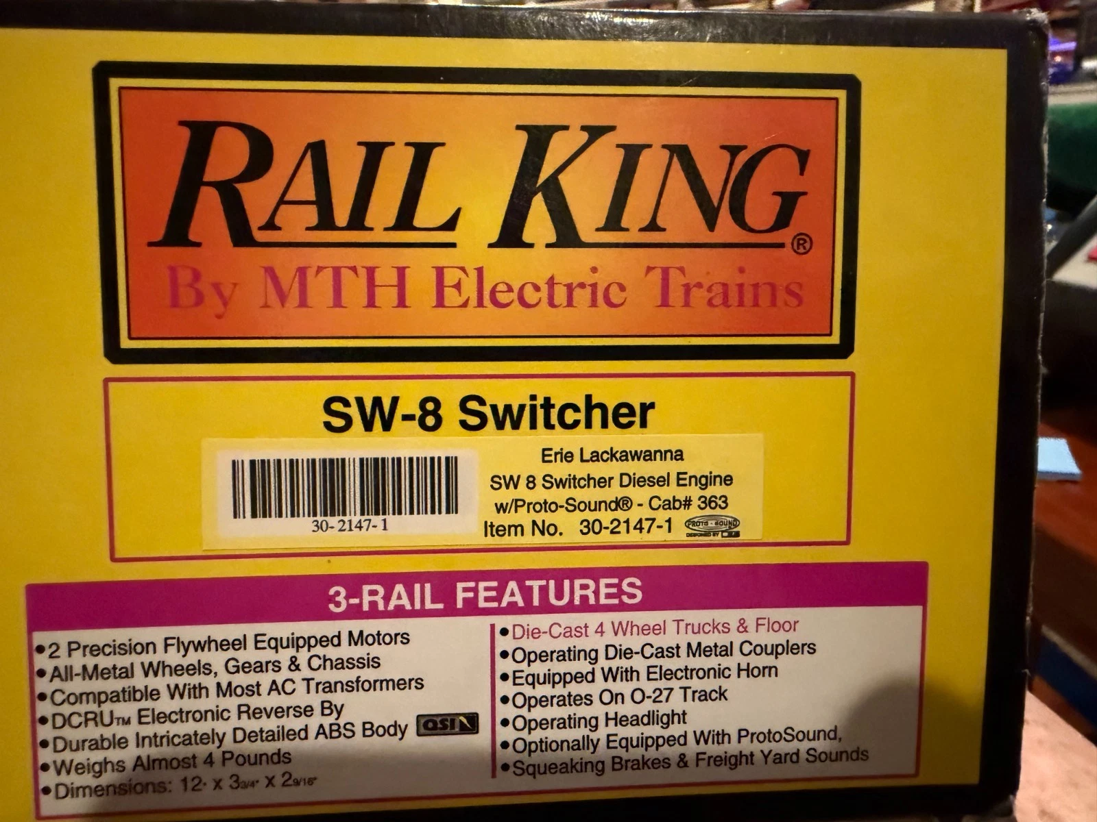 MTH 30-2147-1 Erie Lackawanna SW-8 Switcher Diesel Engine w/Proto LN/BOX — photo 6