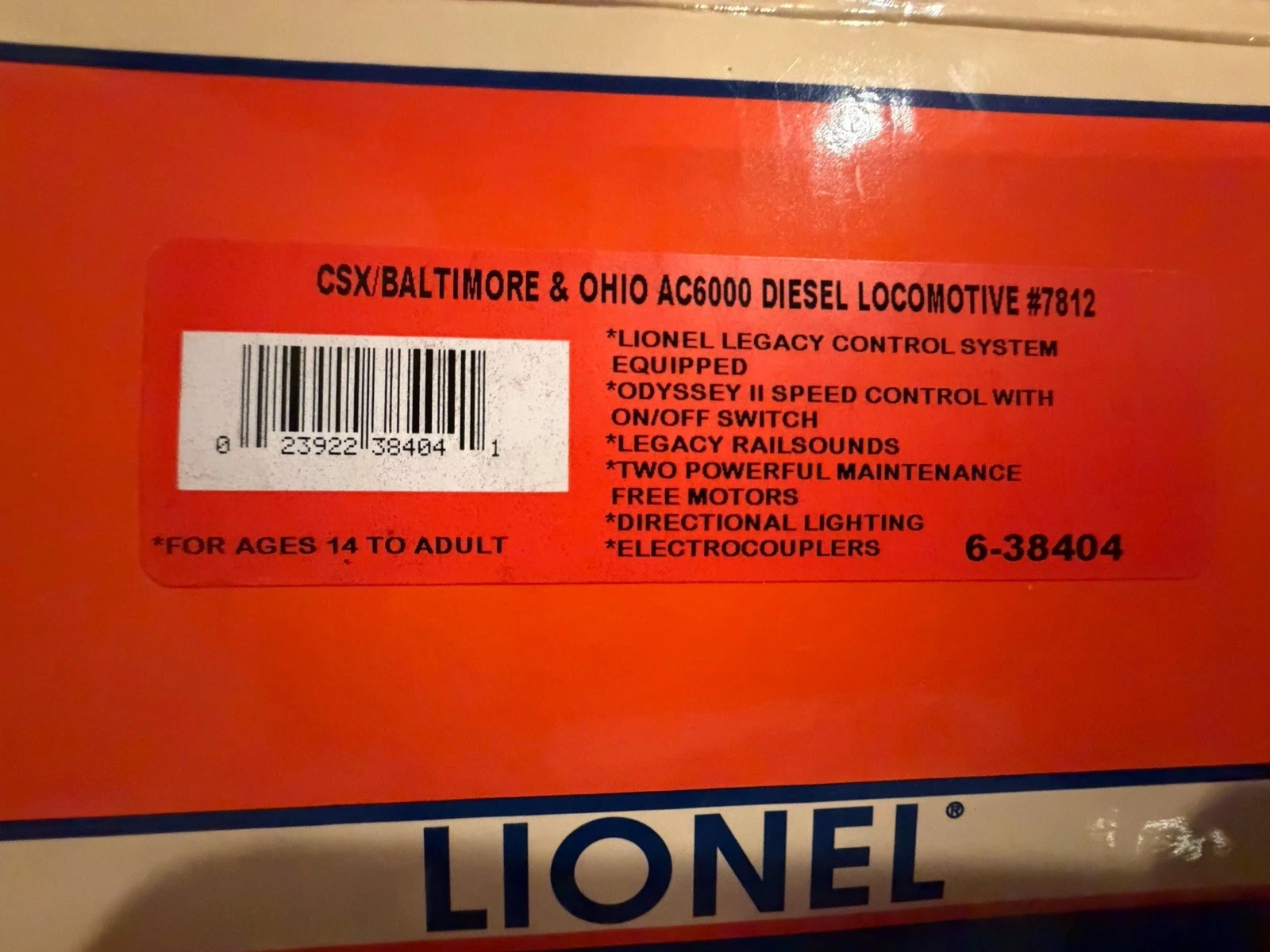 Lionel 6-38404 CSX Baltimore and Ohio Fantasy Unit LN/Box — photo 8